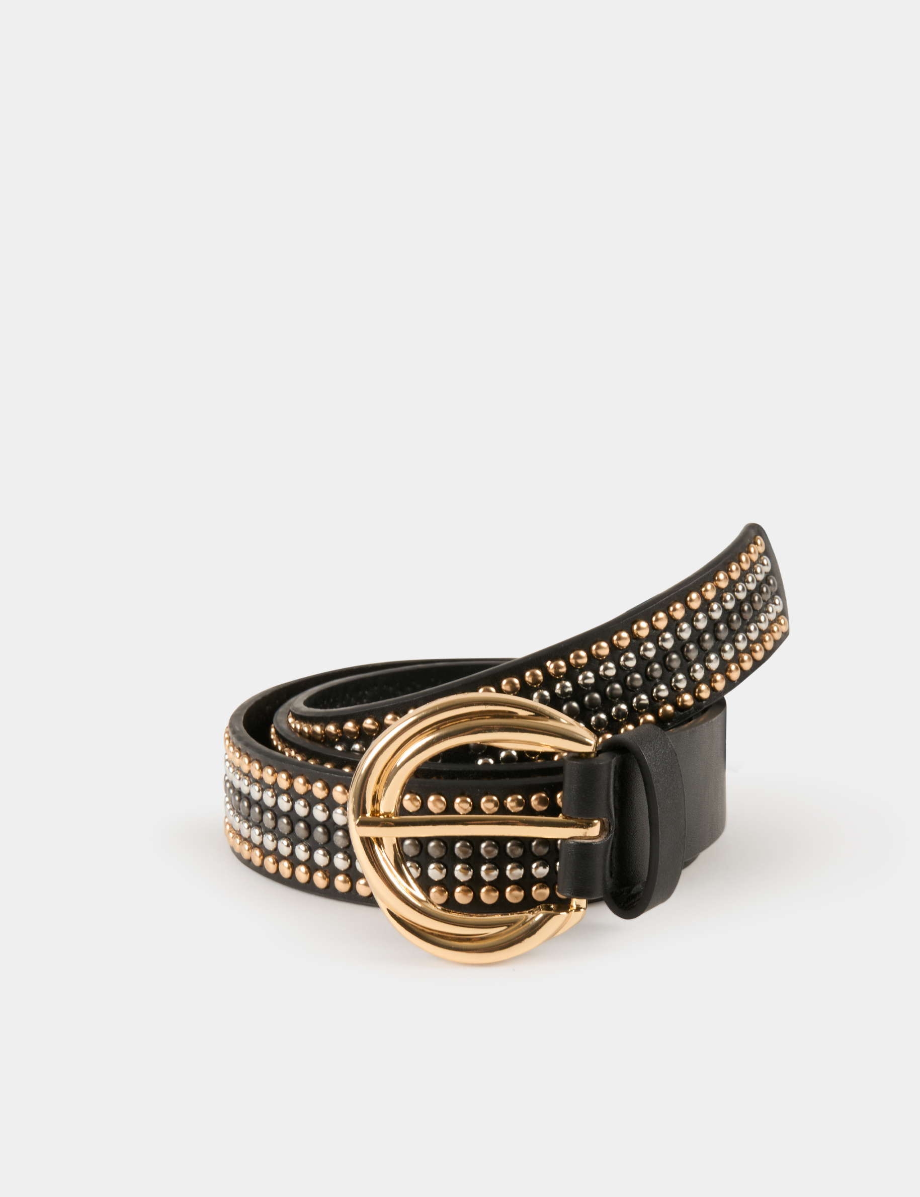 Belt with studs black ladies'