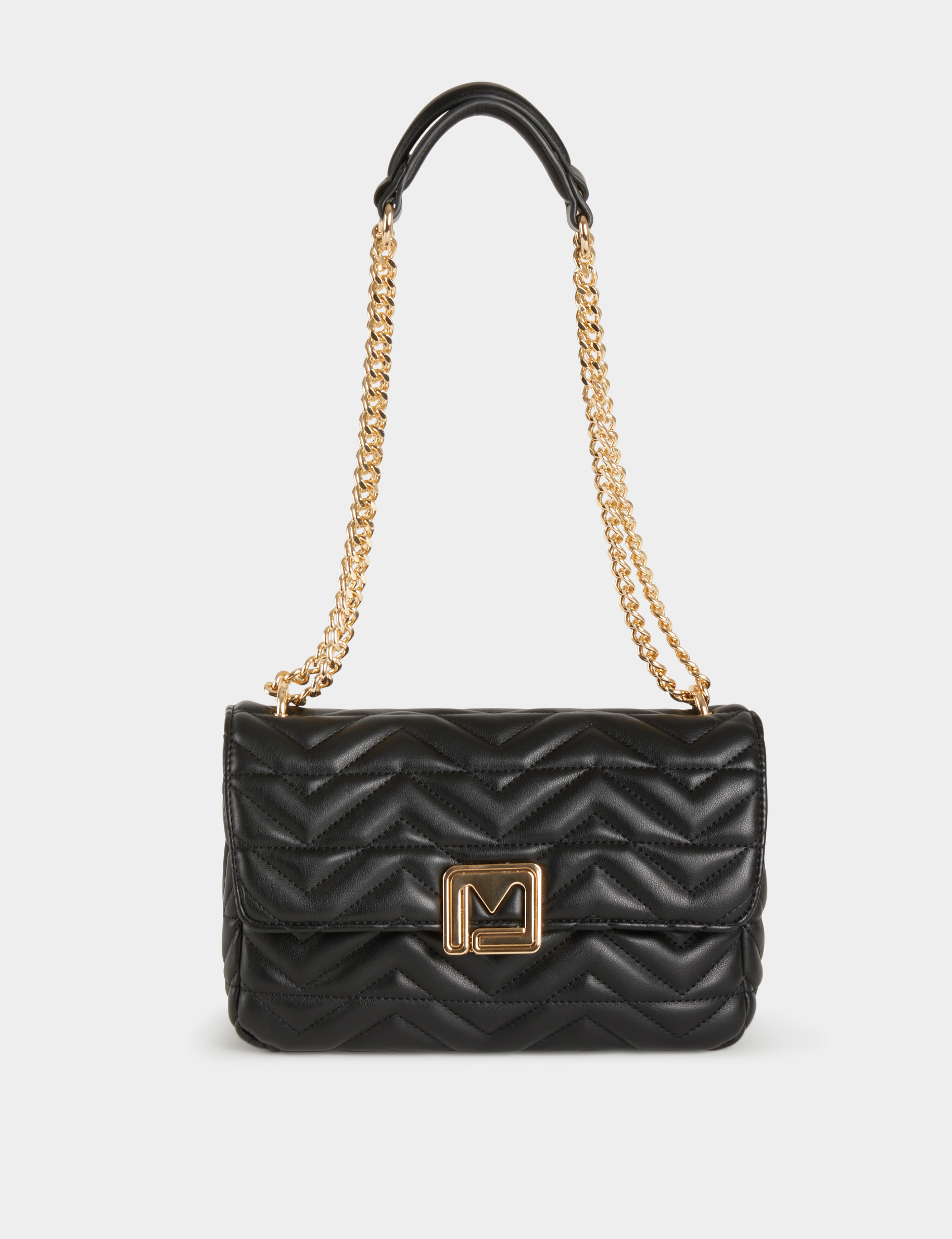 Quilted bag with M buckle black women