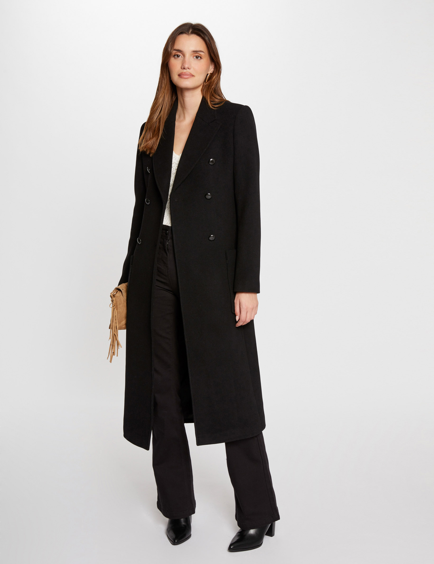 Long straight coat black women