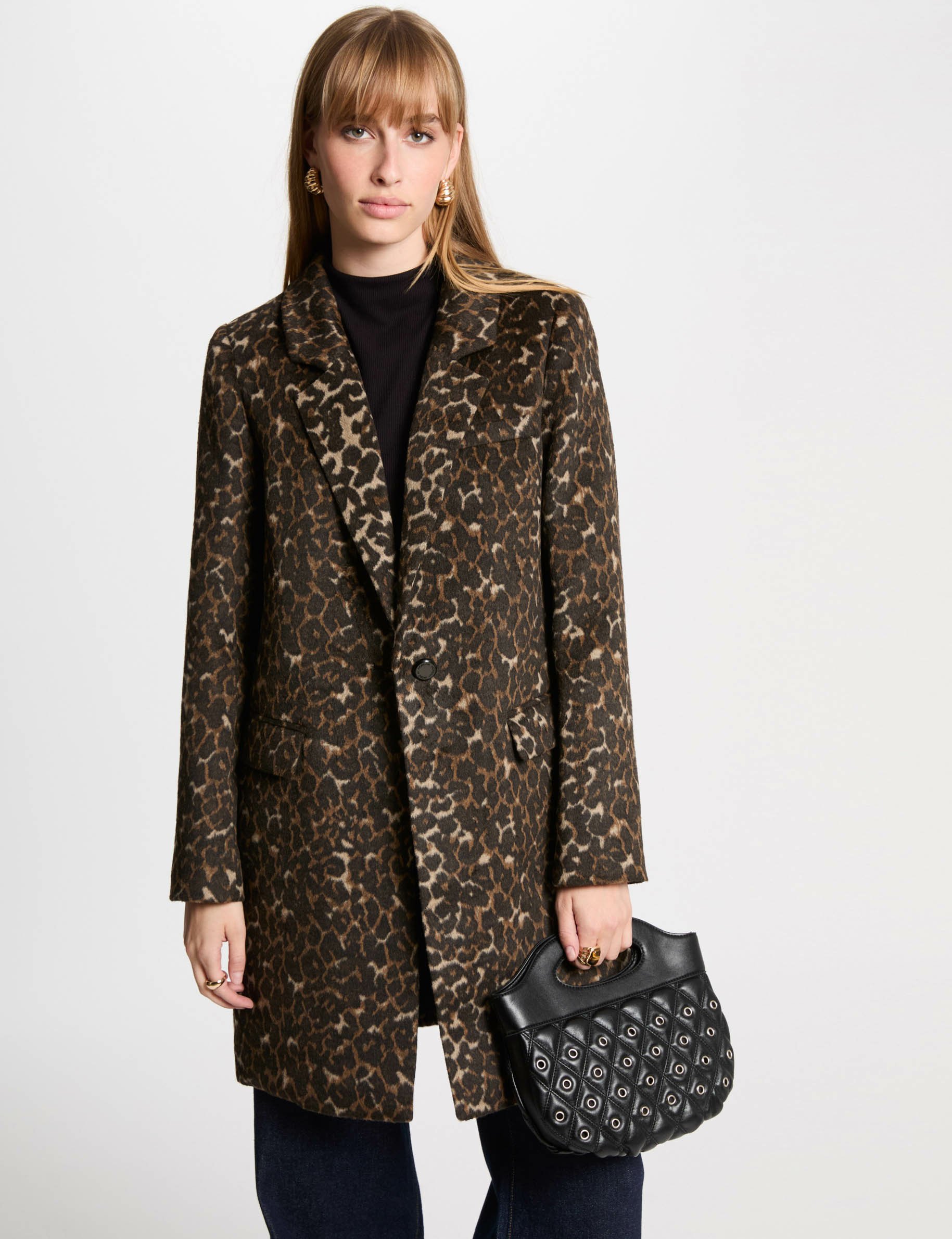 Long coat leopard print multicolor women