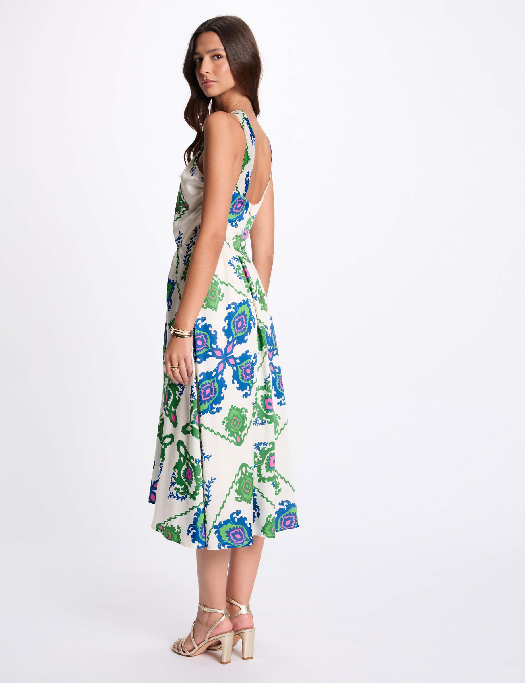 Printed A-line midi dress multicolor women