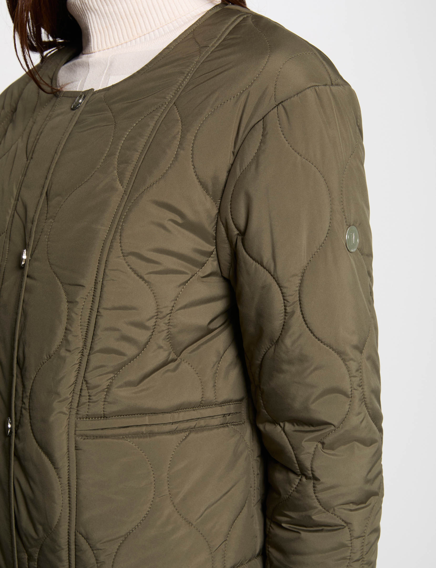 Short padded jacket khaki green women