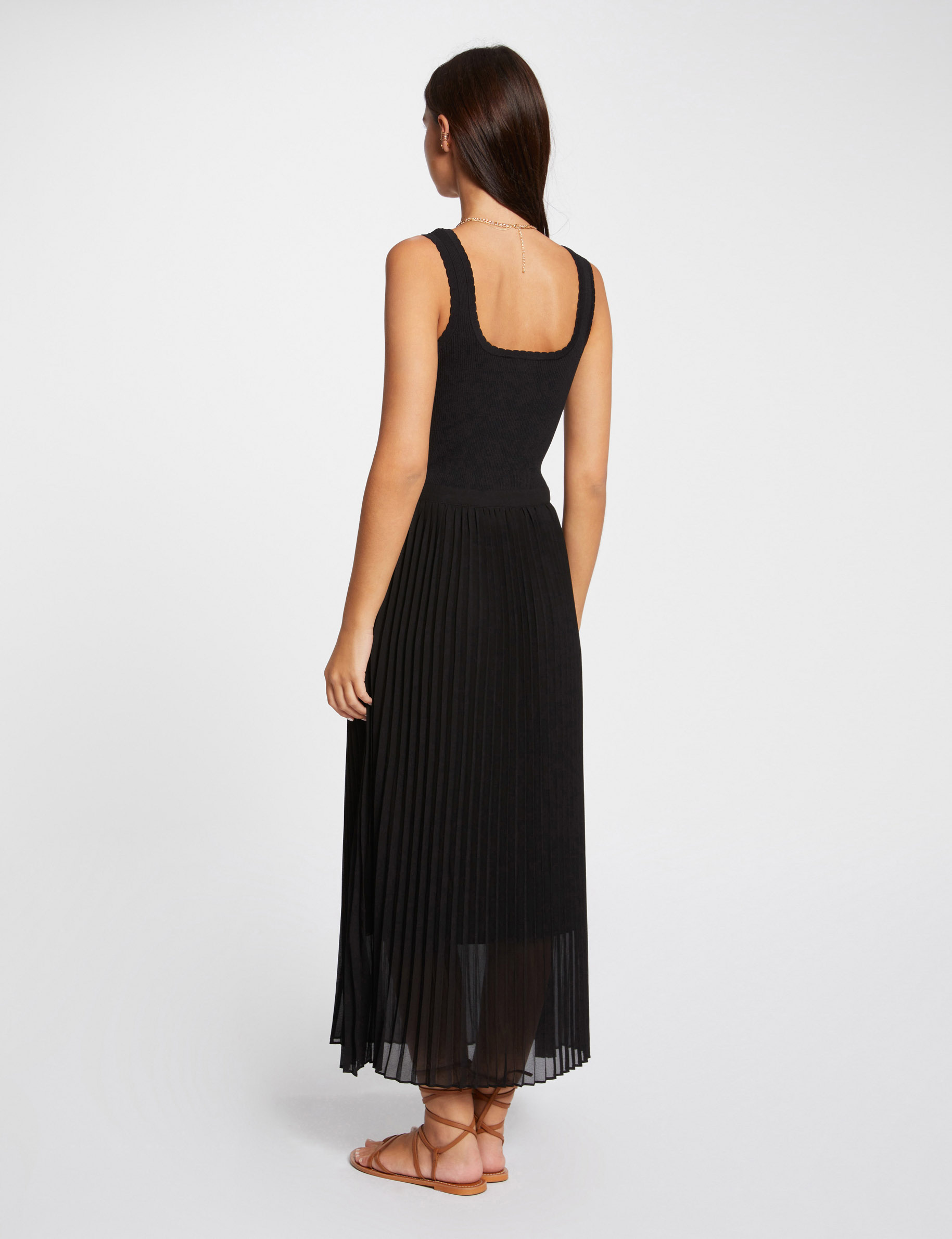 Waisted maxi knitted dress black ladies'