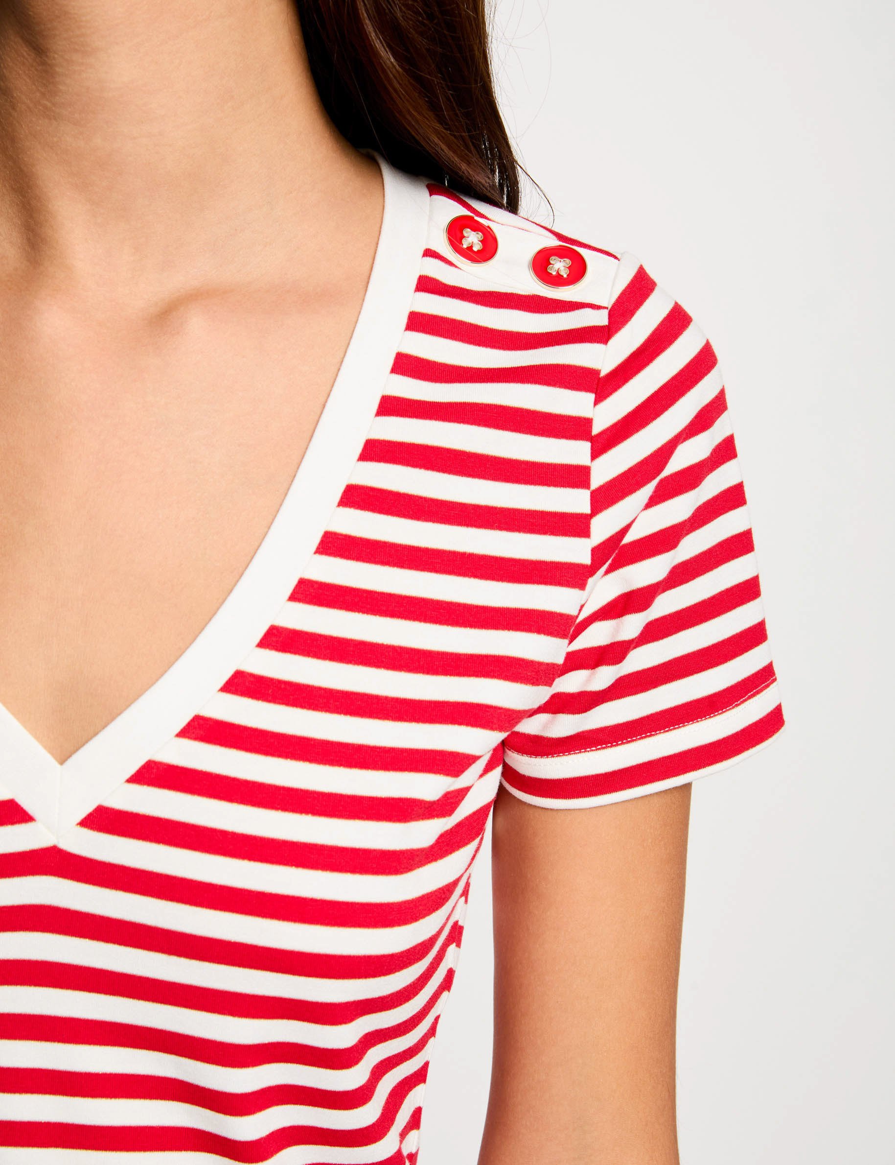 Striped short-sleeved t-shirt white women