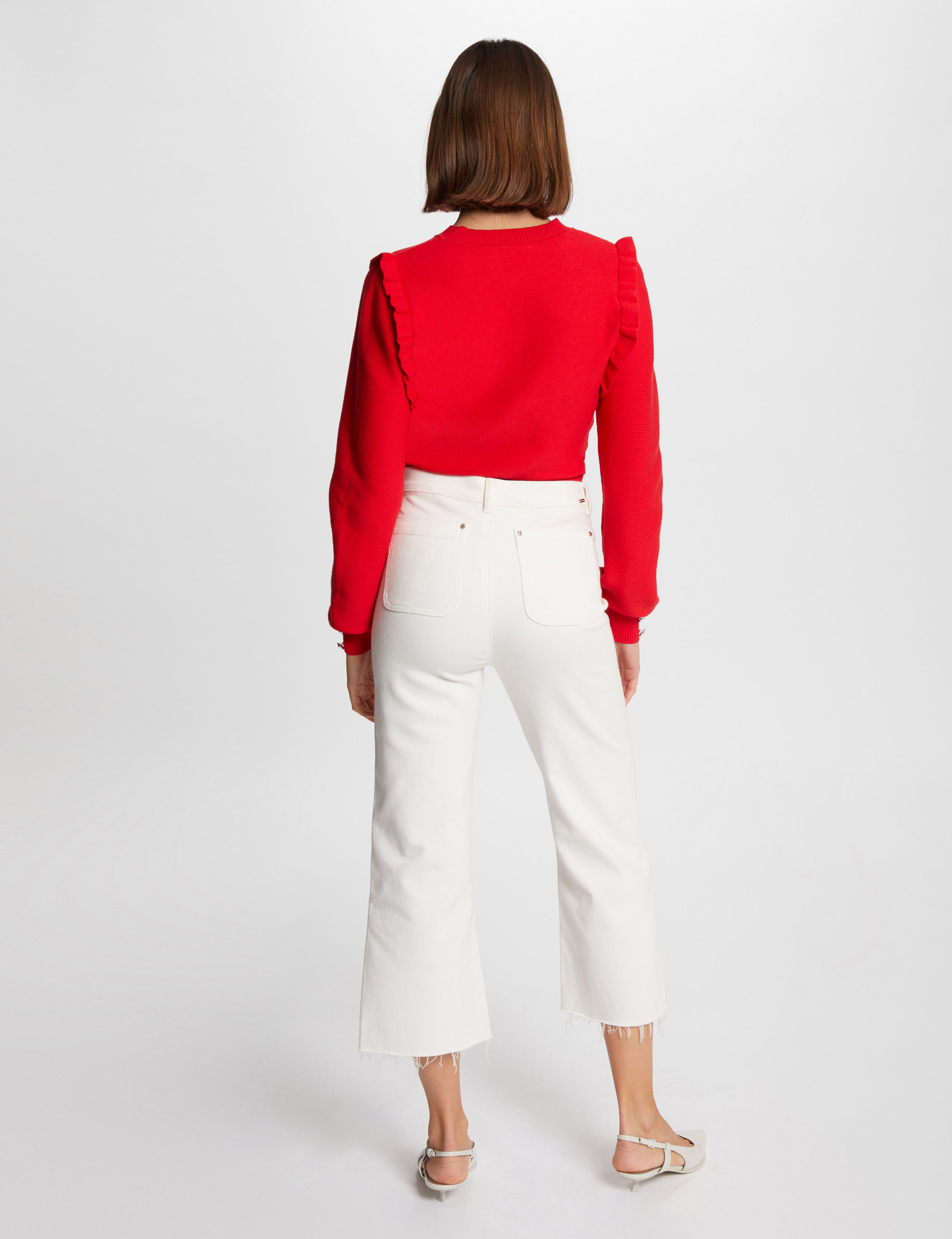 Long-sleeved jumper ruffles red women