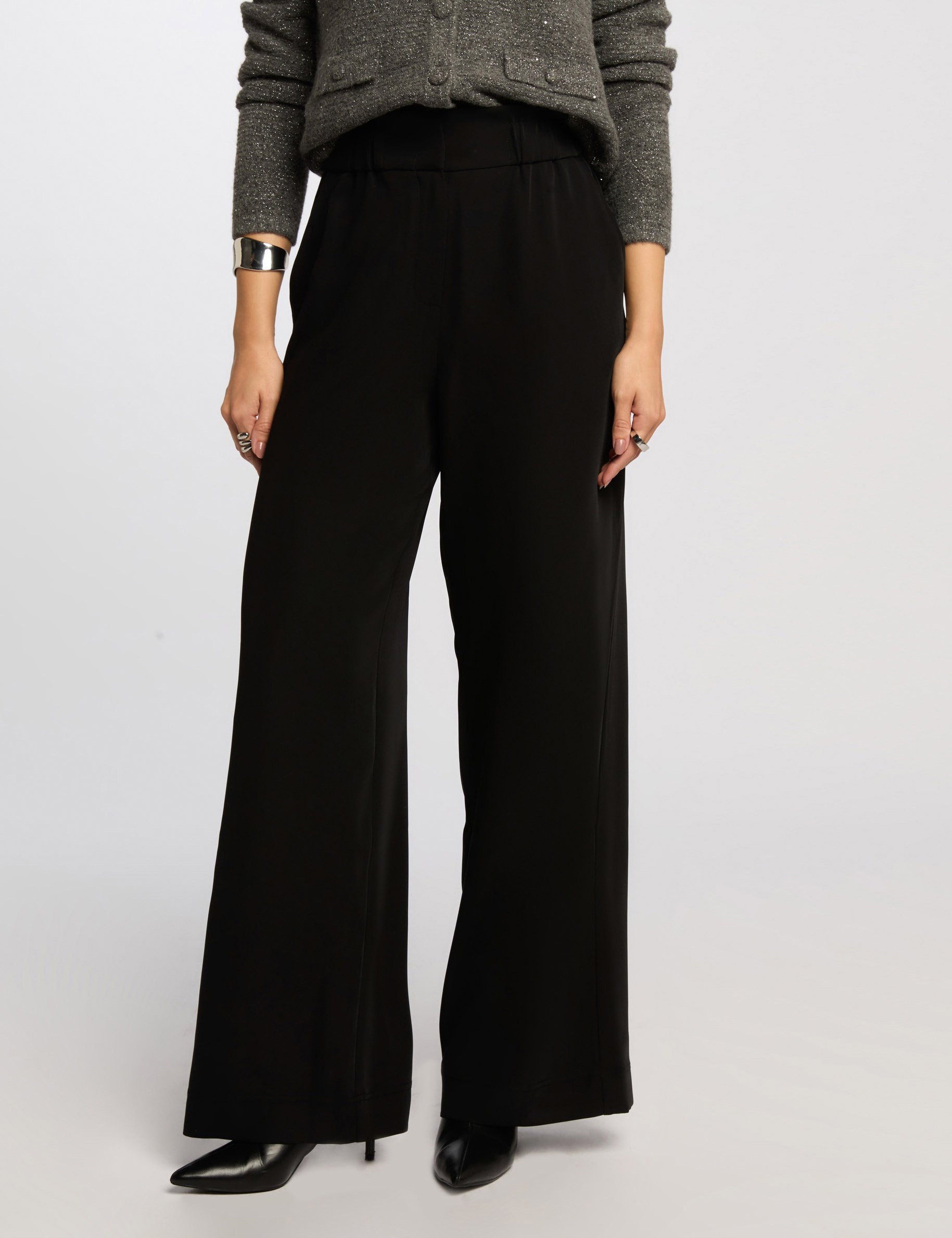 Wide leg trousers black women