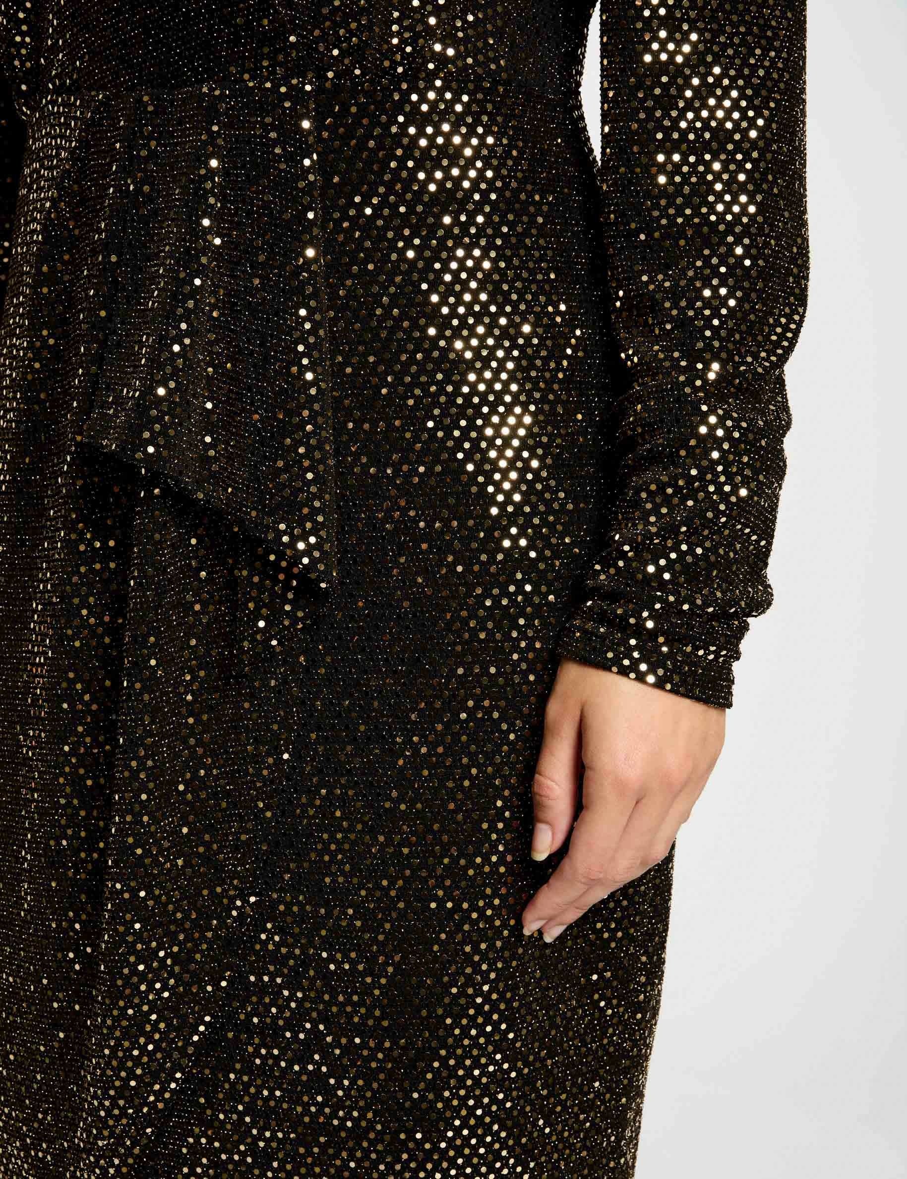 Wrap dress with sequins gold women