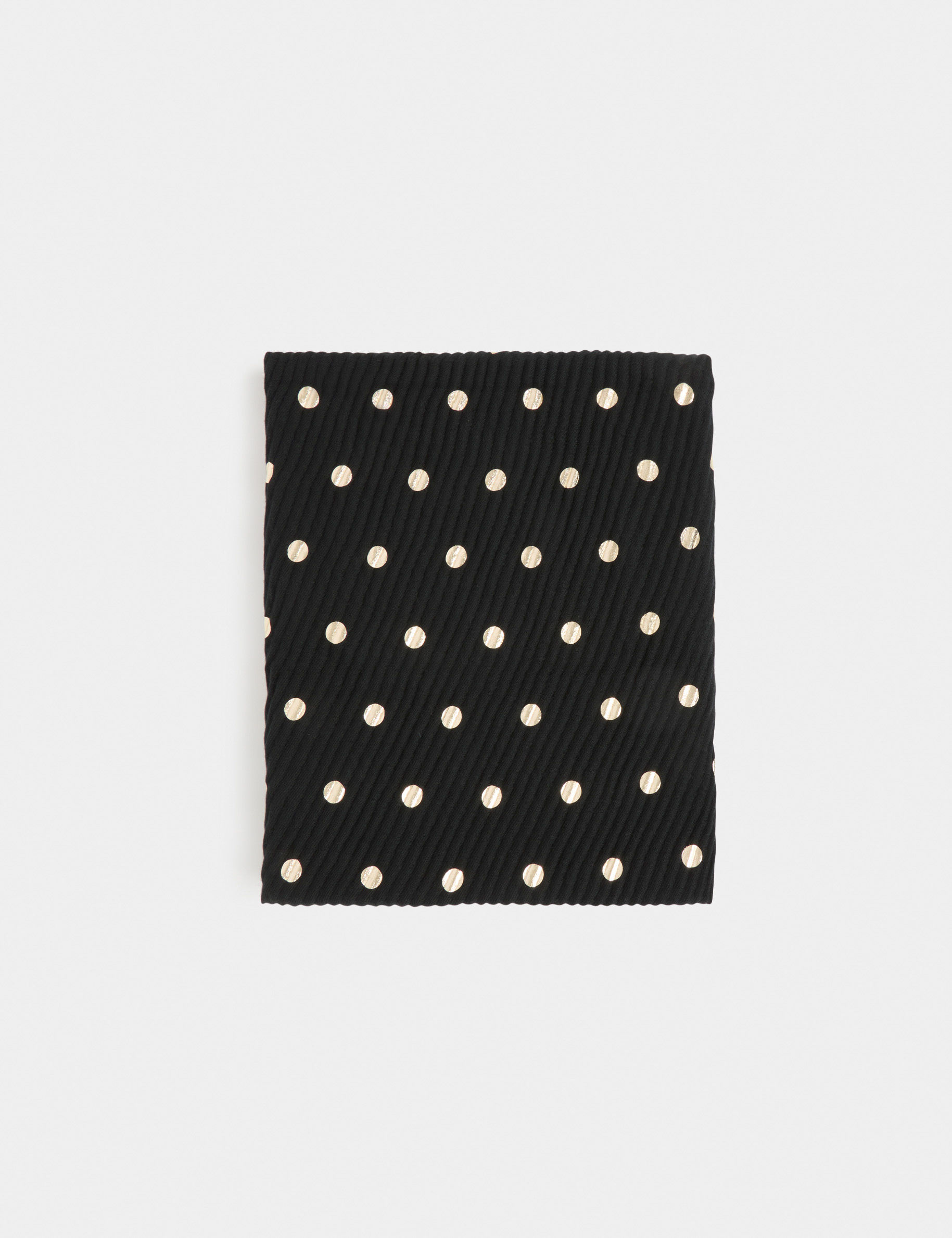 Pleated scarf polka dot print black women