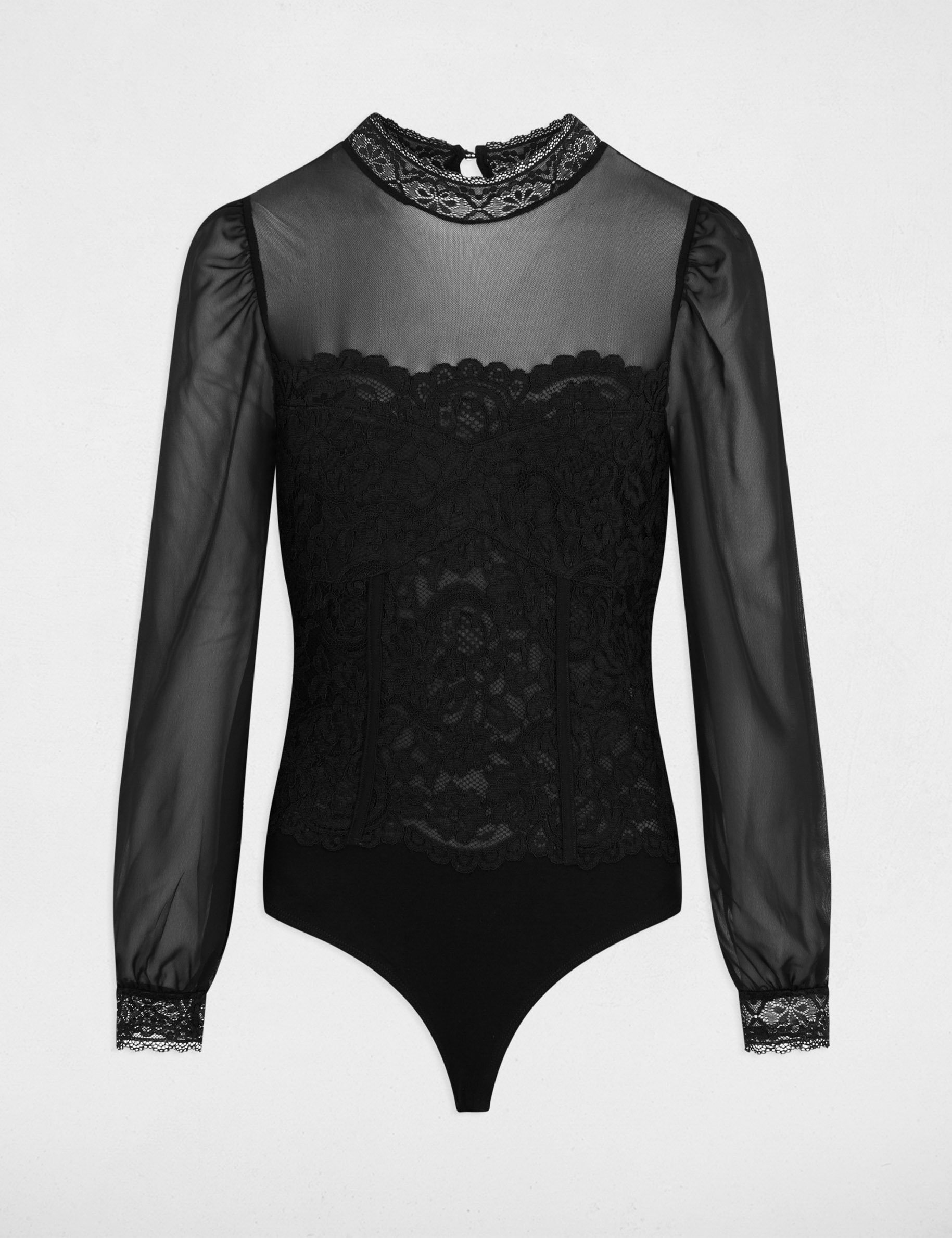 Body long sleeves lace black women