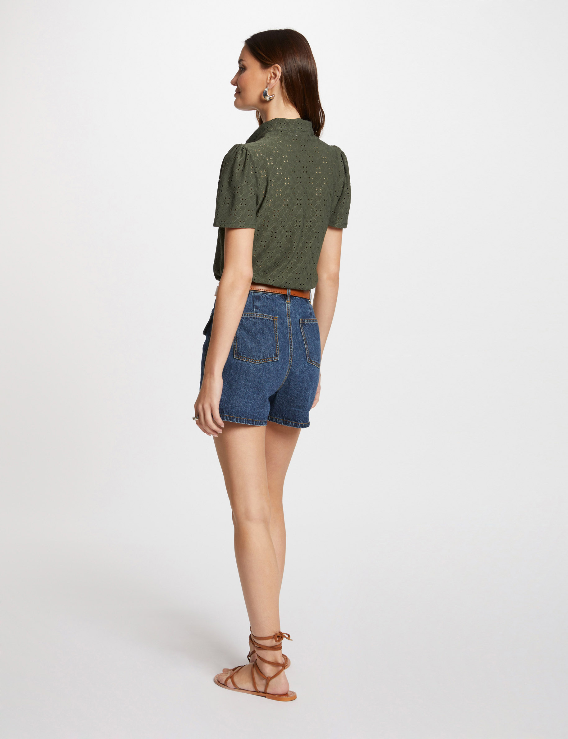 Short-sleeved t-shirt khaki green women