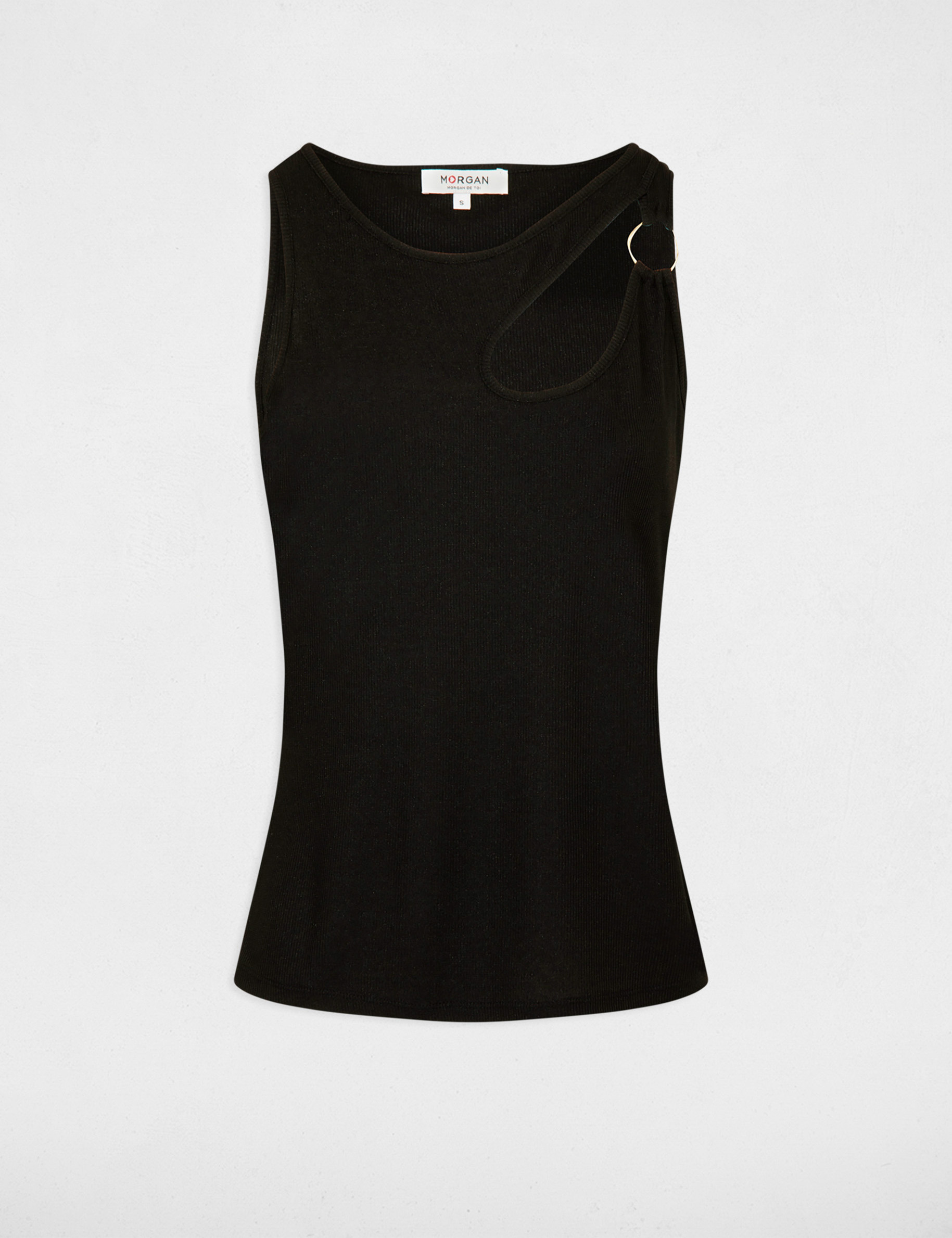 Sleeveless t-shirt opening black women