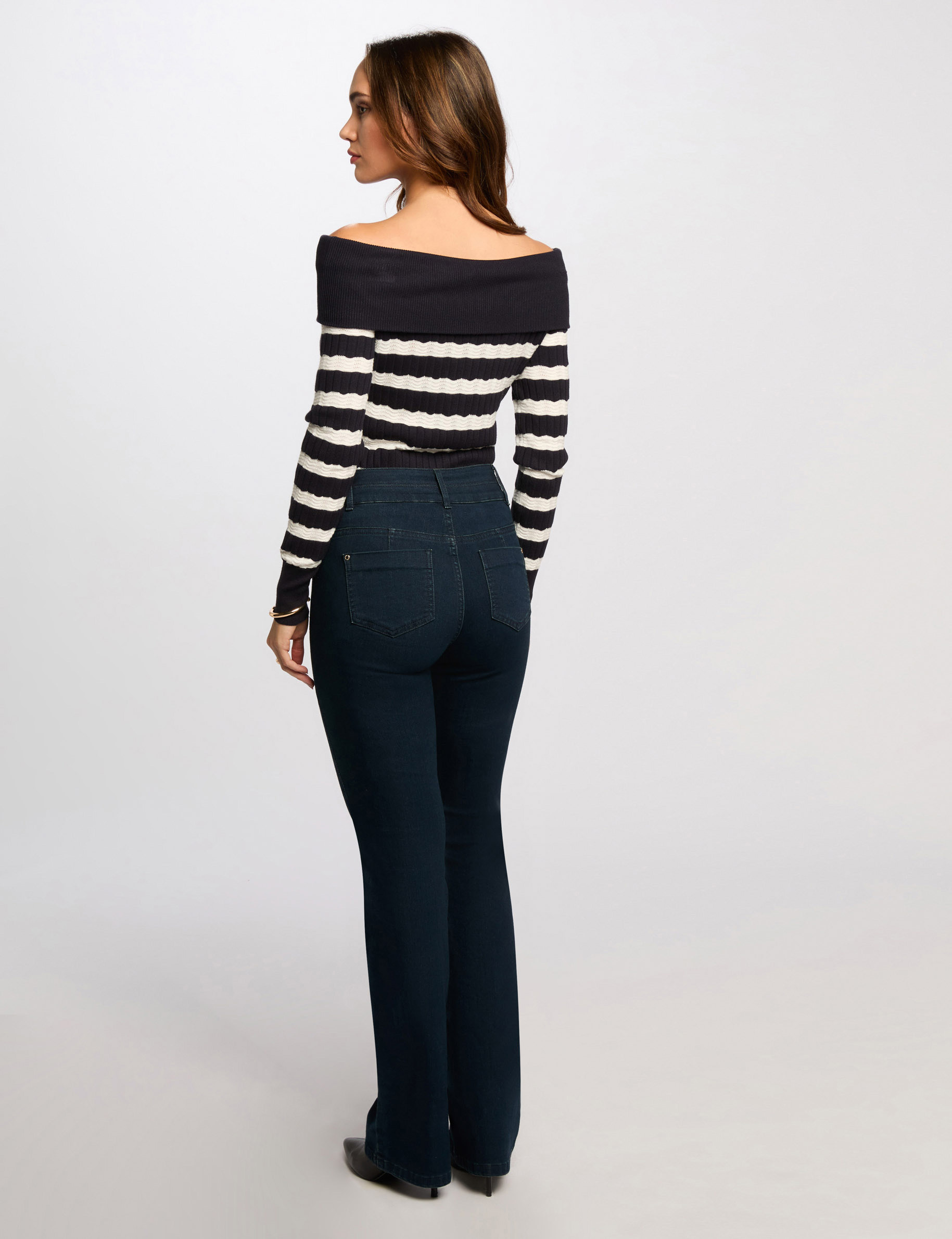 Jumper off the shoulder collar navy blue women