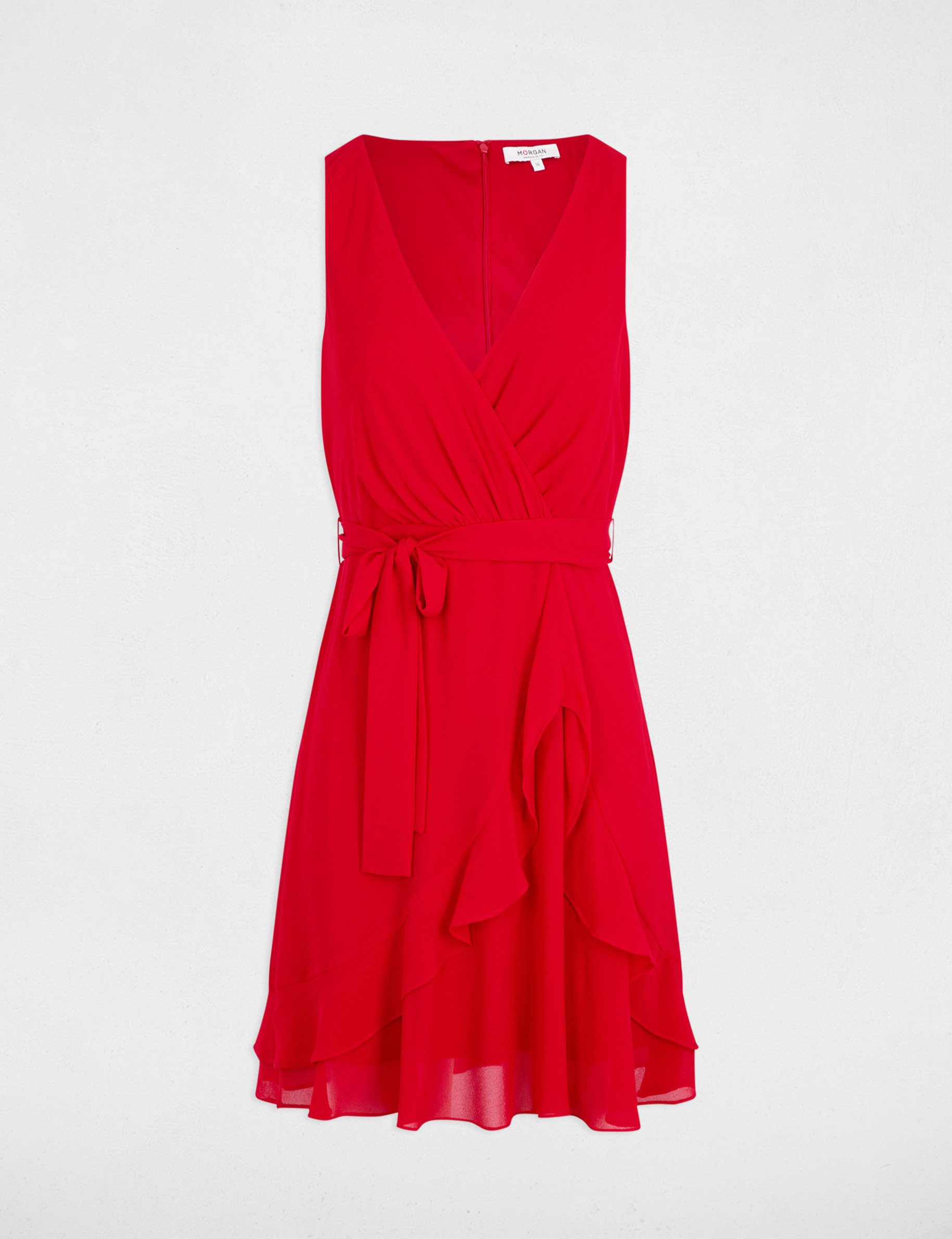 Wrap midi dress red women