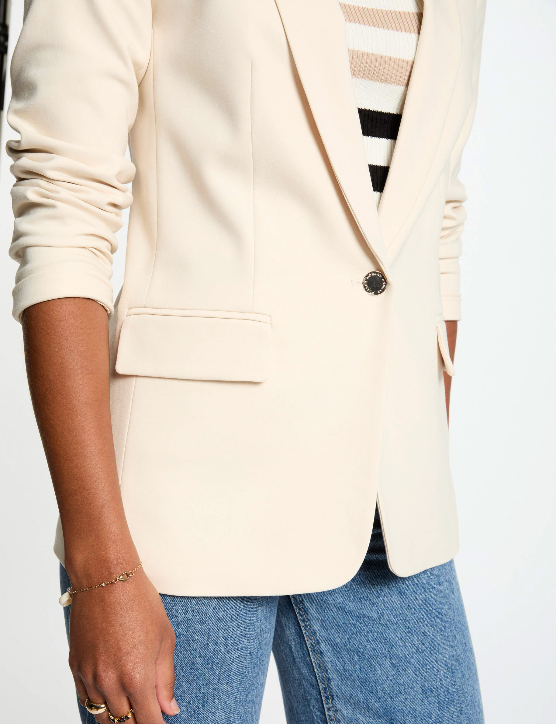 Short jacket shawl collar ivory women