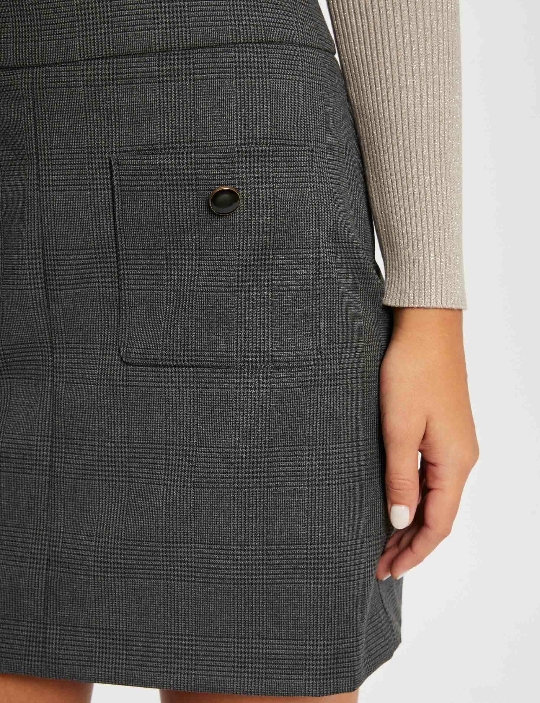 Checked straight skirt anthracite grey ladies