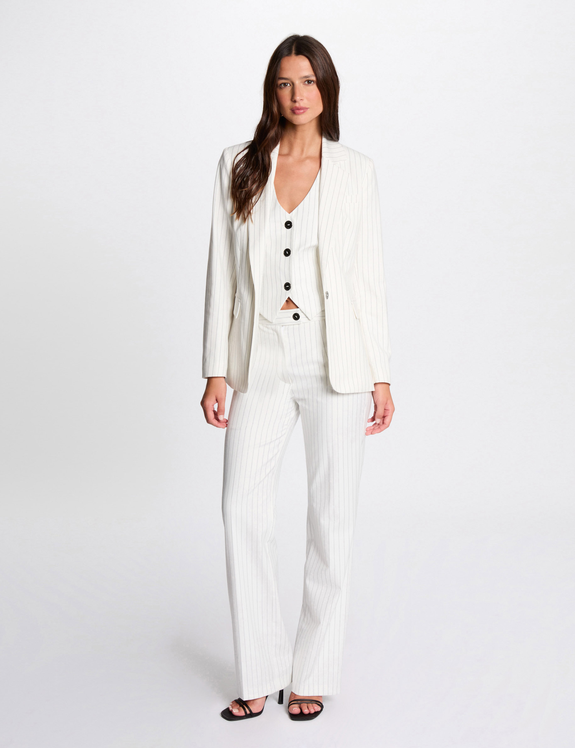 Blazer with stripes ecru women