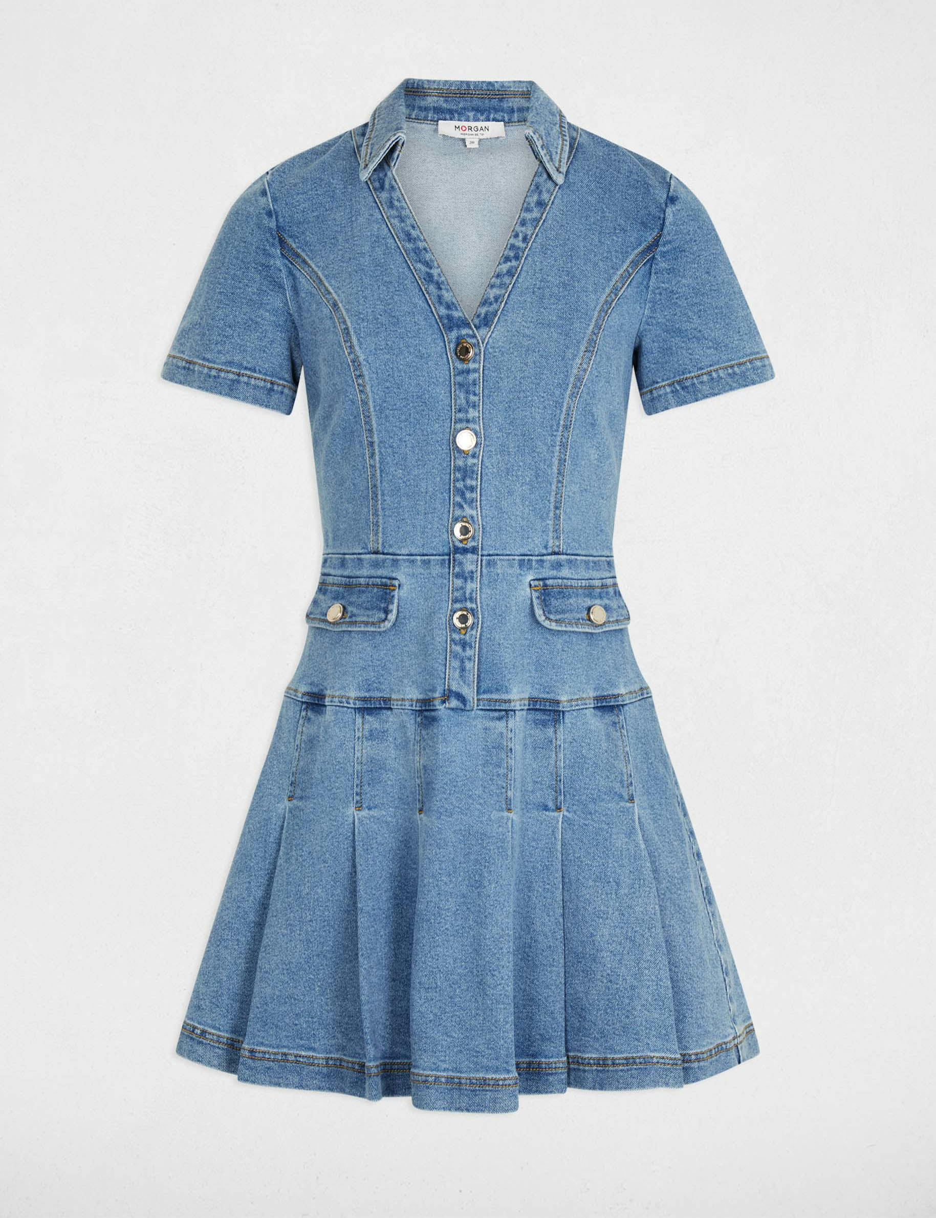 A-line mini denim dress stone wash denim women