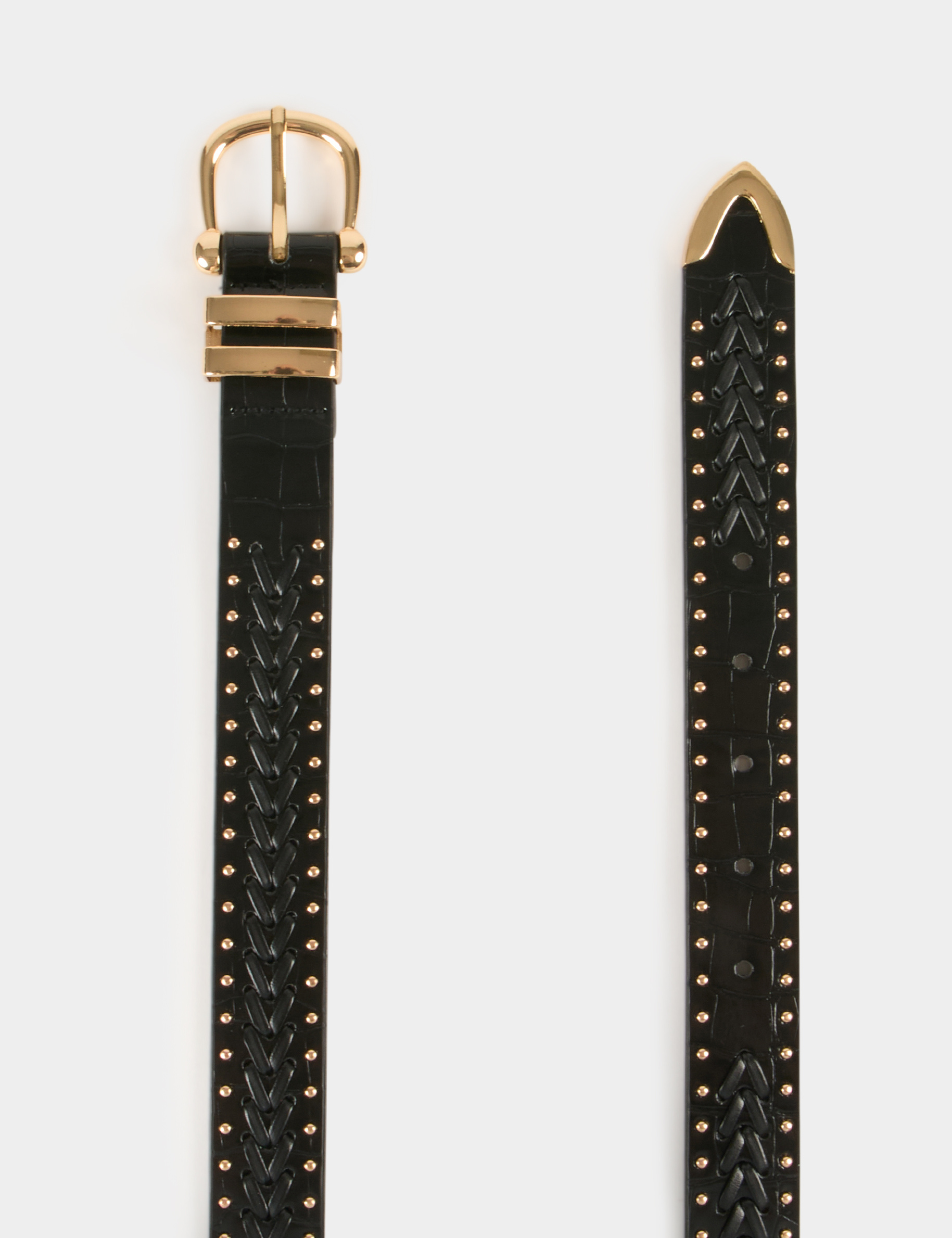 Belt croc effect and studs black ladies'