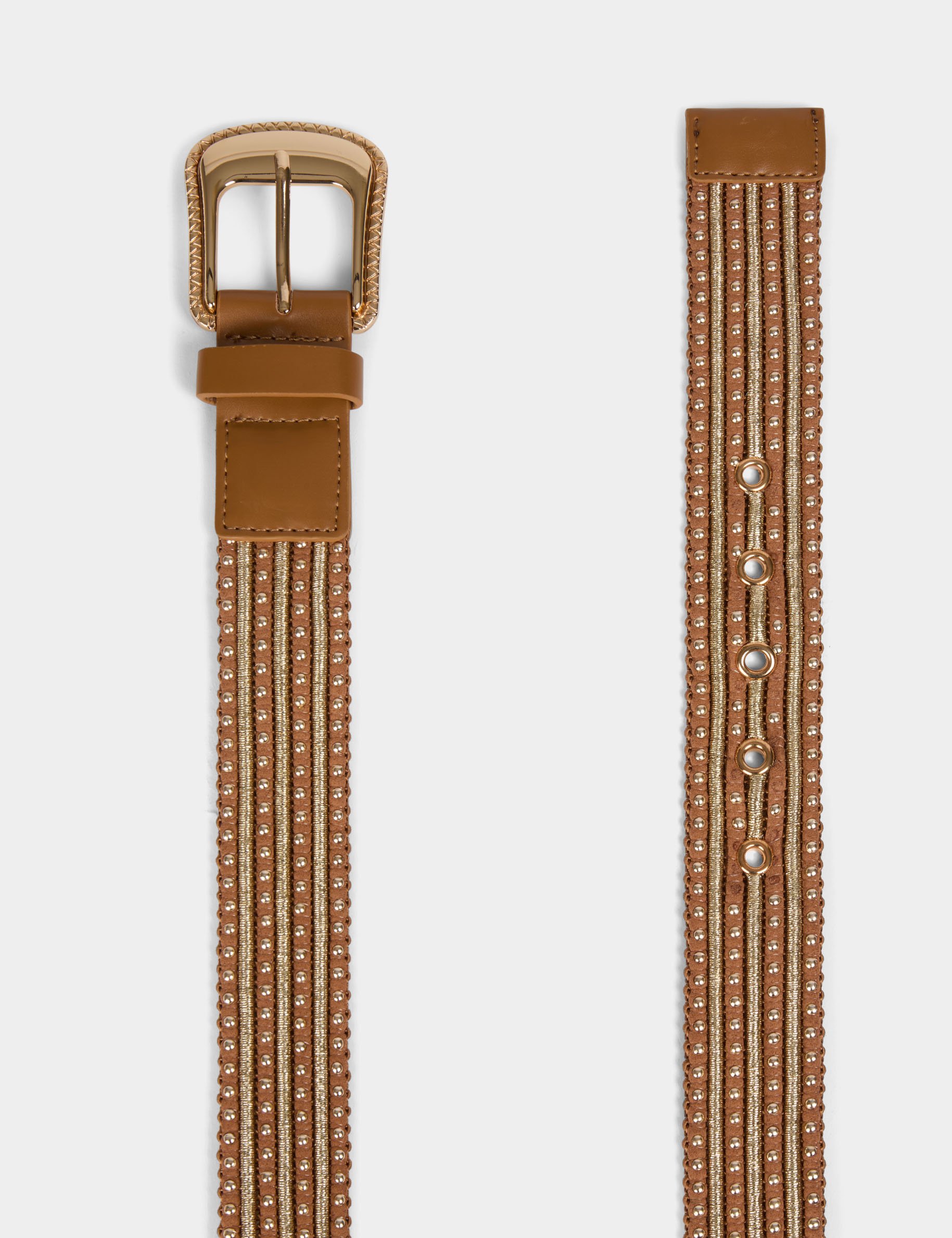 Belt with studs camel women