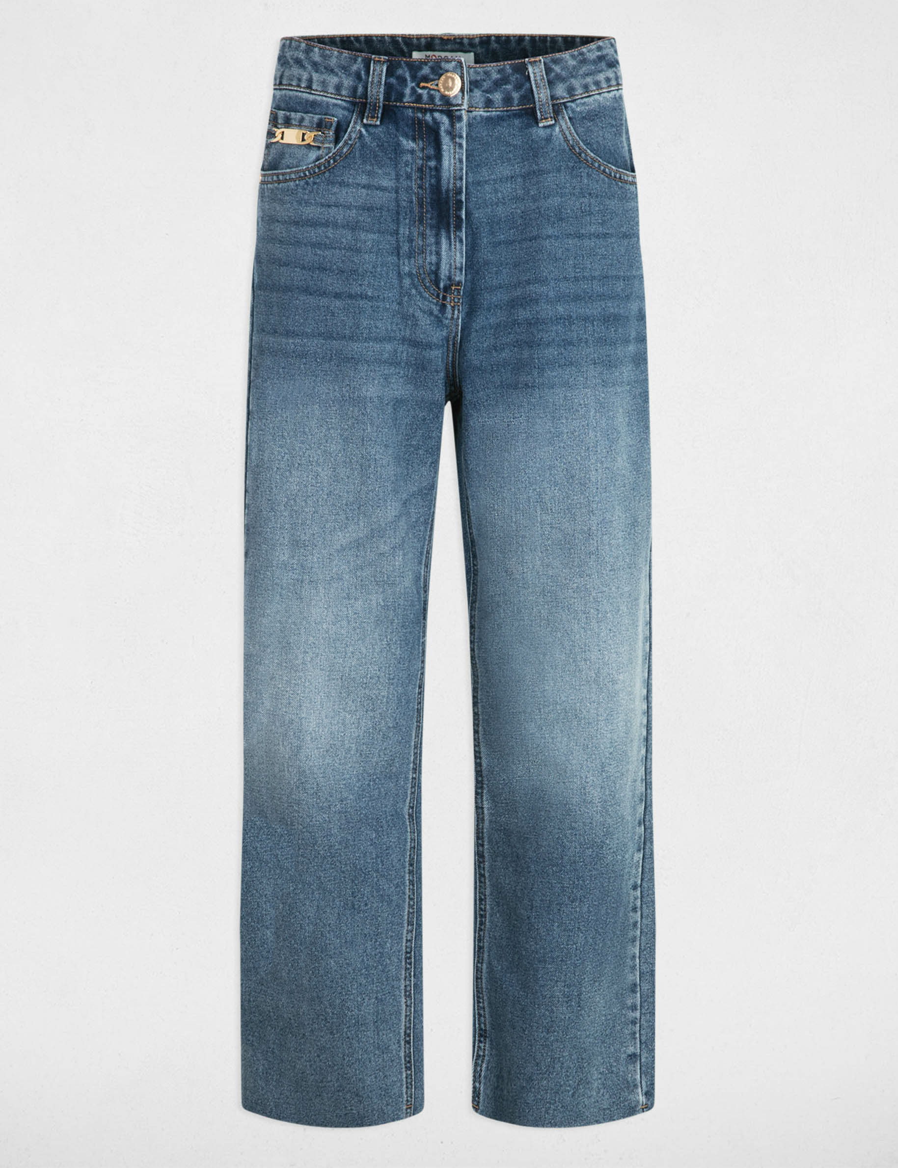 Cropped straight jeans stone denim ladies'