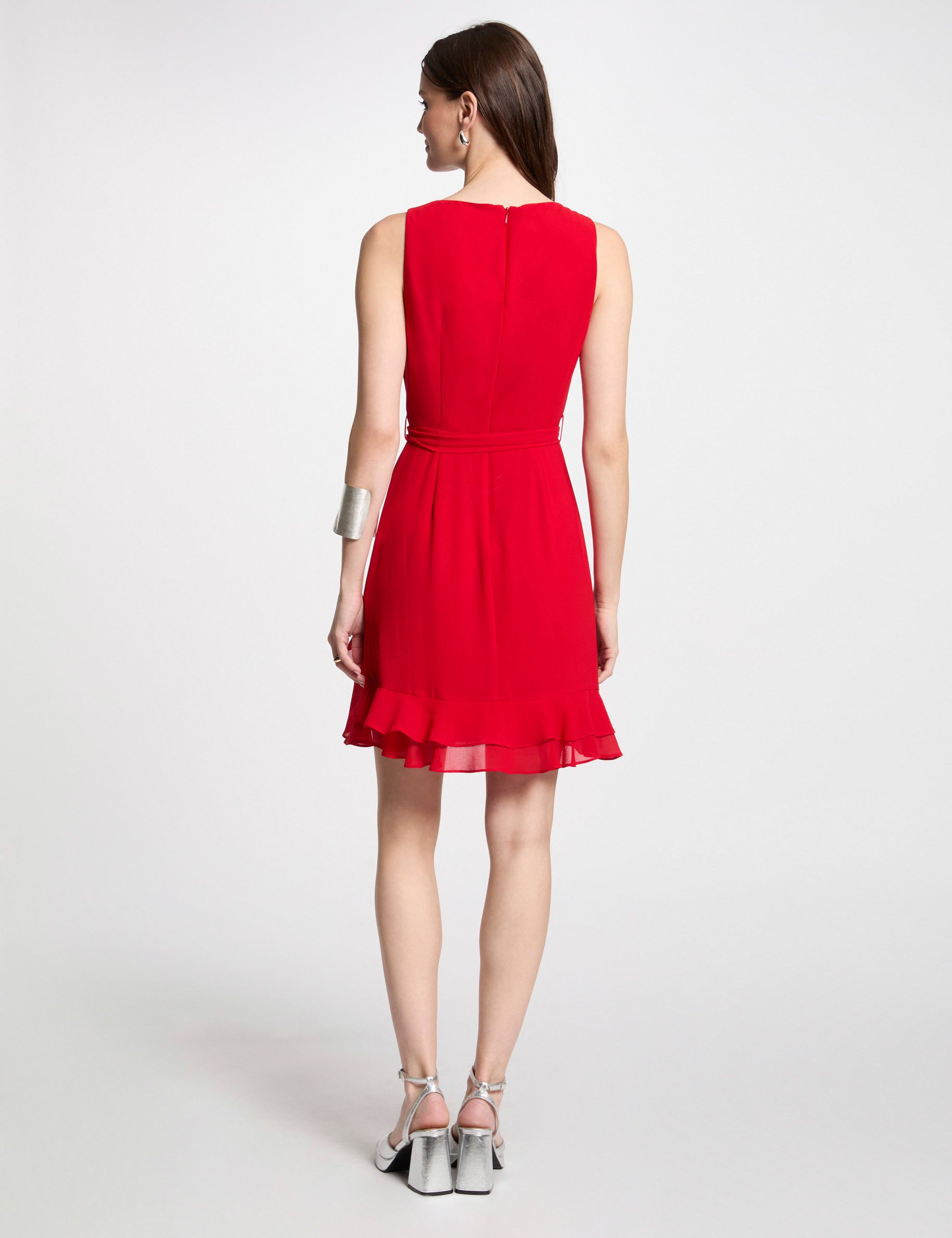 Wrap midi dress red women