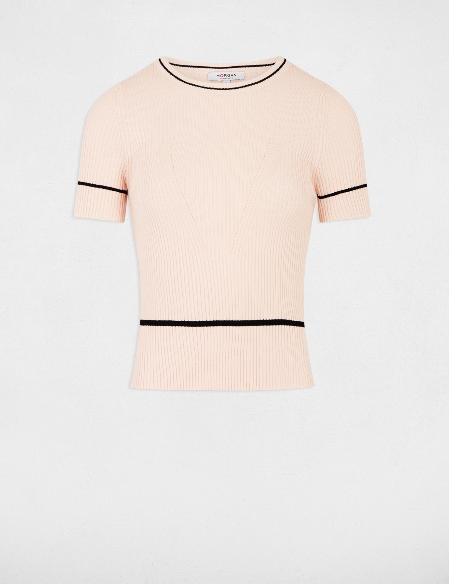 Short-sleeved jumper light pink women