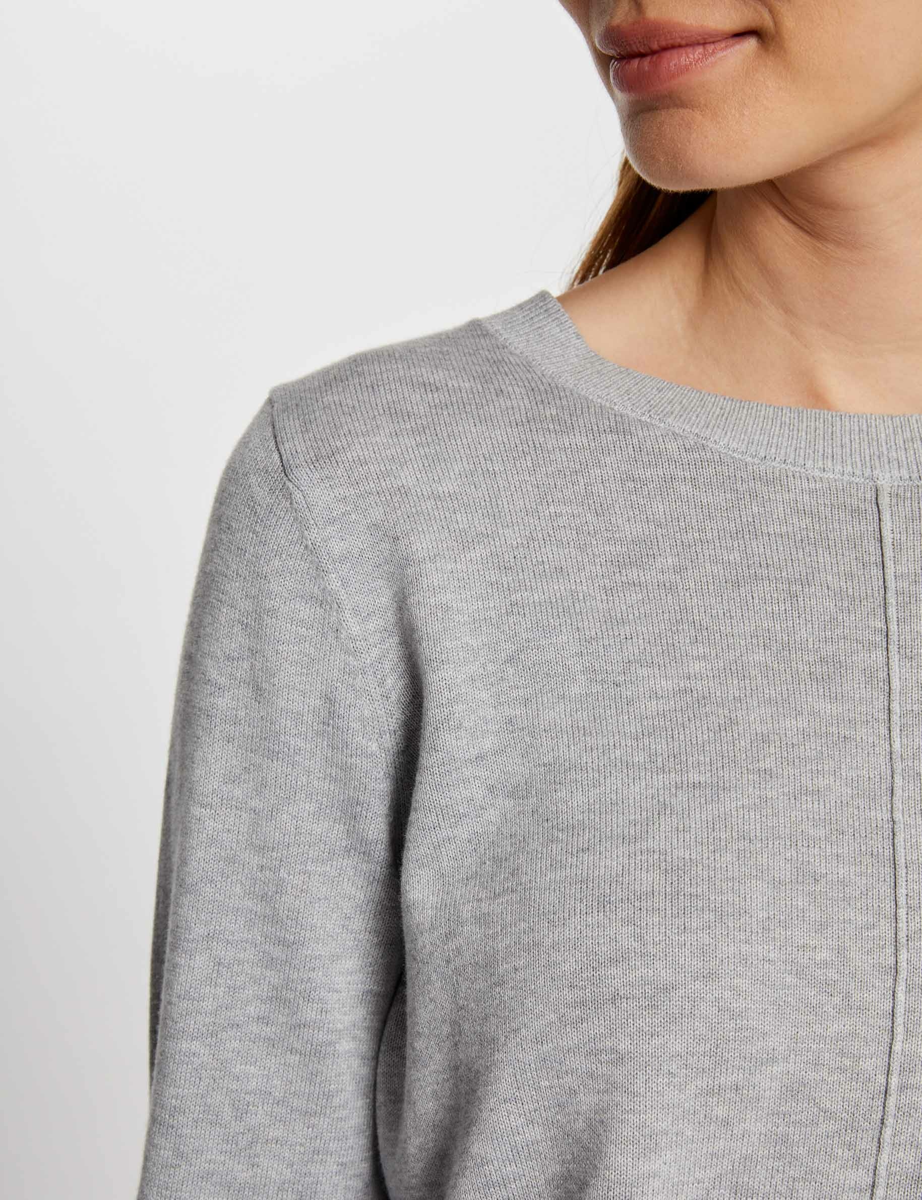 Pull col rond dos boutonné gris moyen femme