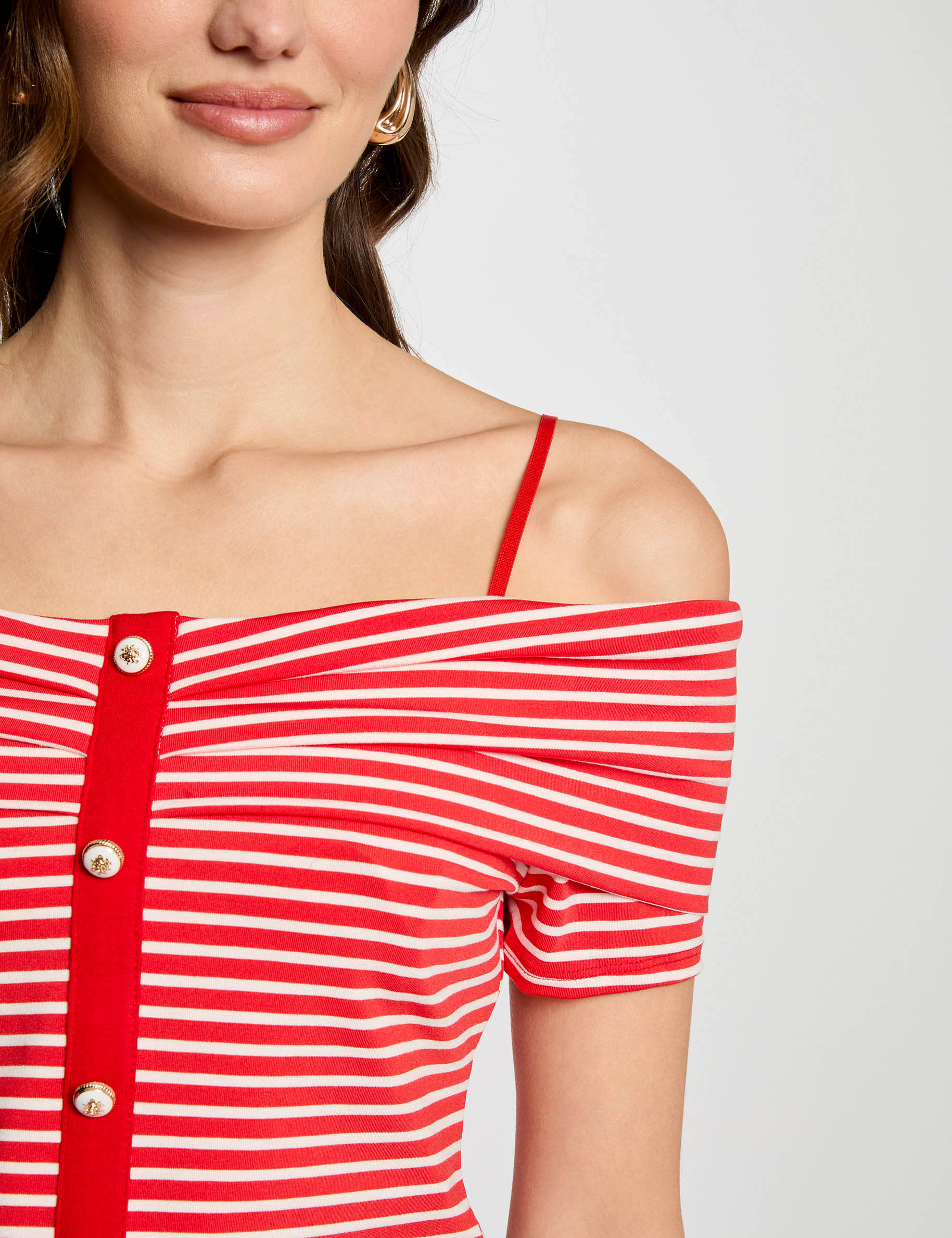 Striped short-sleeved t-shirt red women