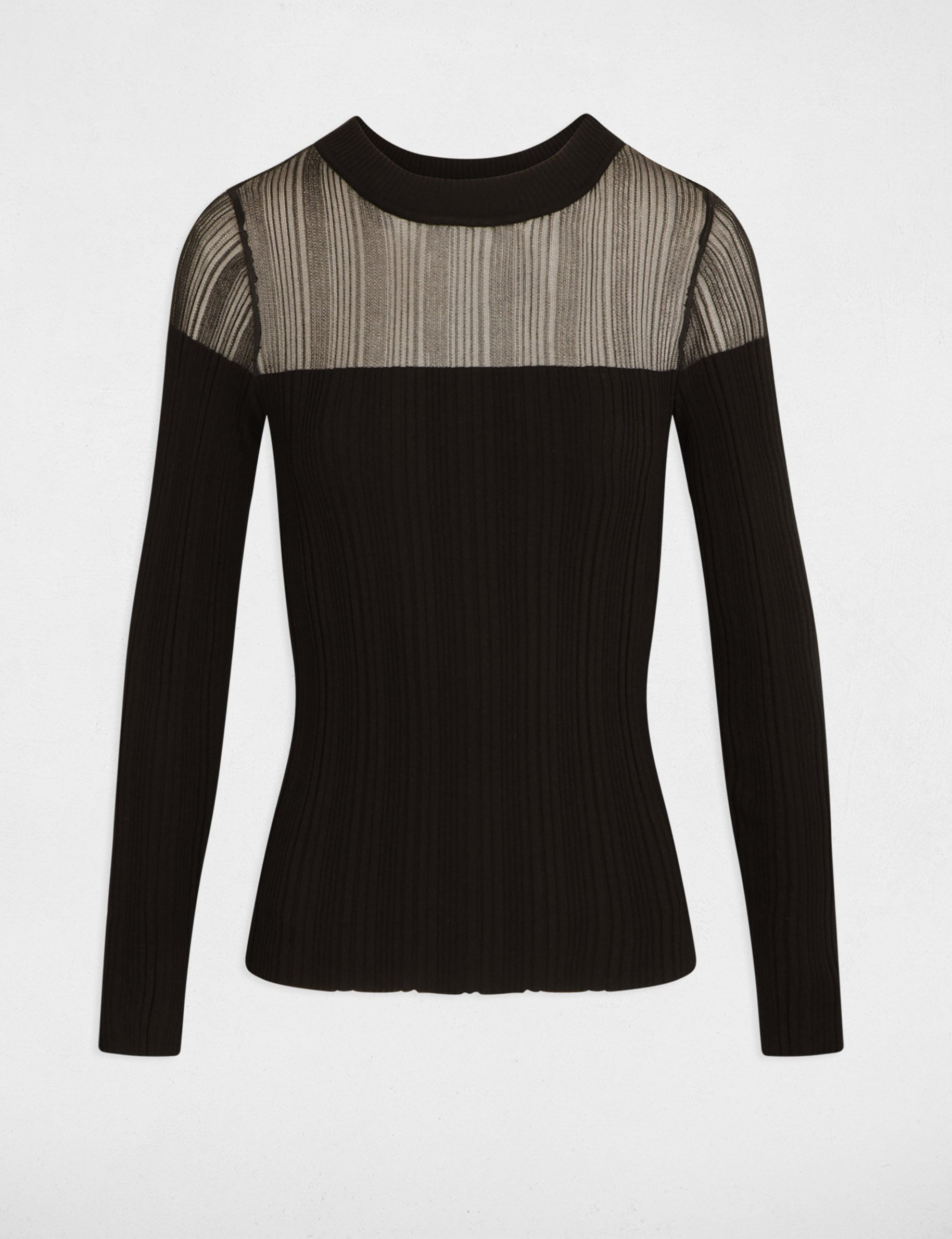 Long-sleeved ribbed jumper black women