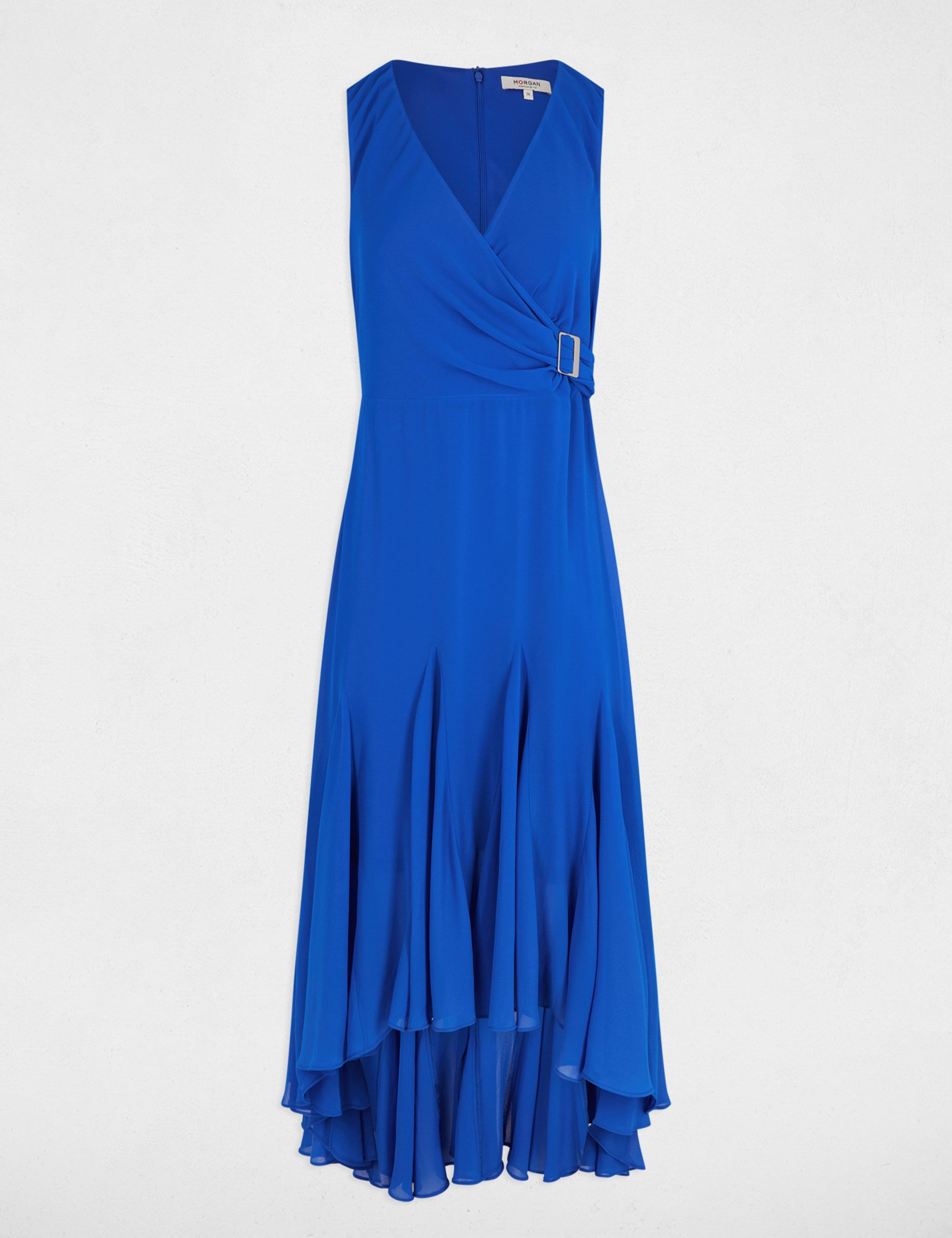 Loose straight midi dress electric blue women