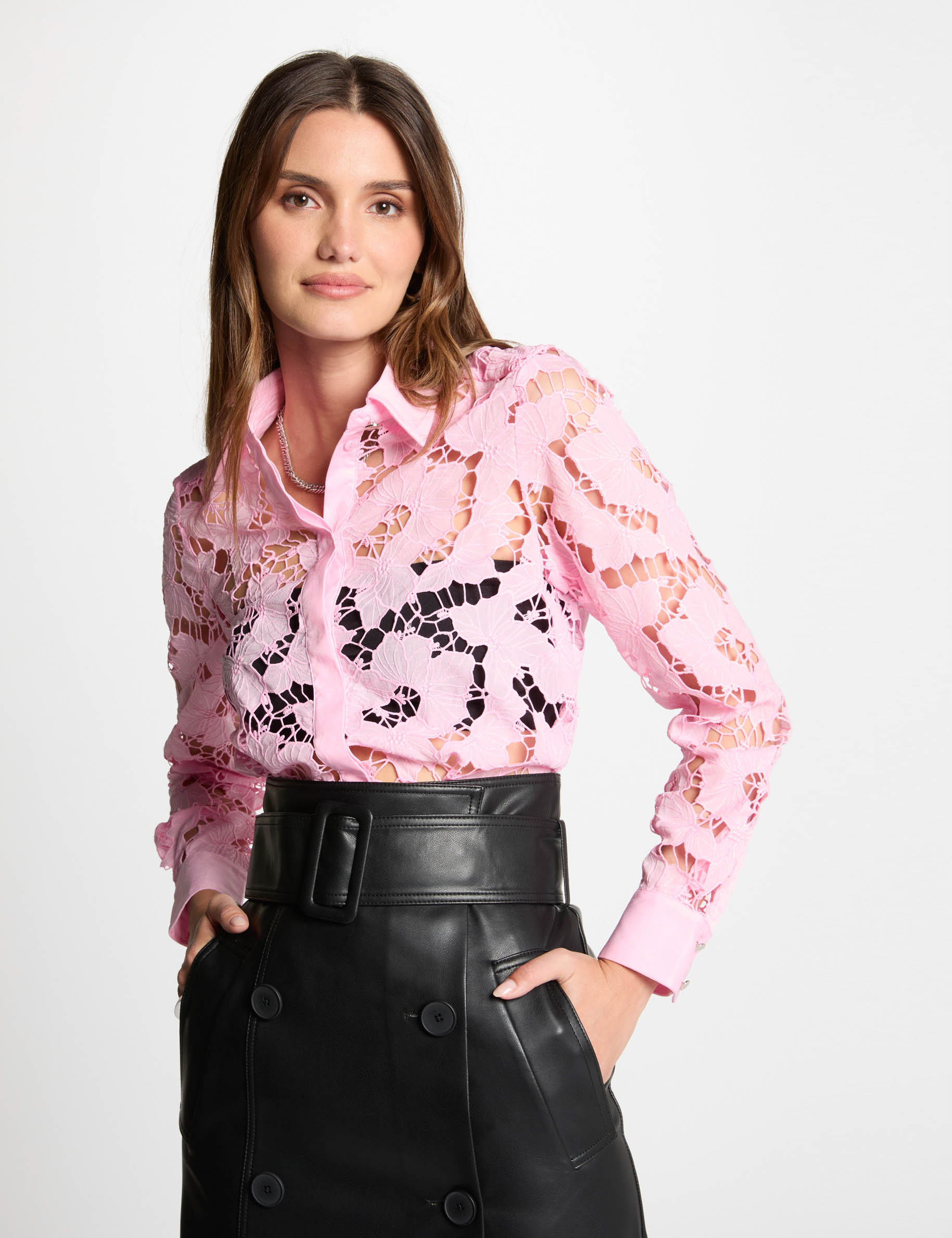 Long-sleeved shirt light pink women