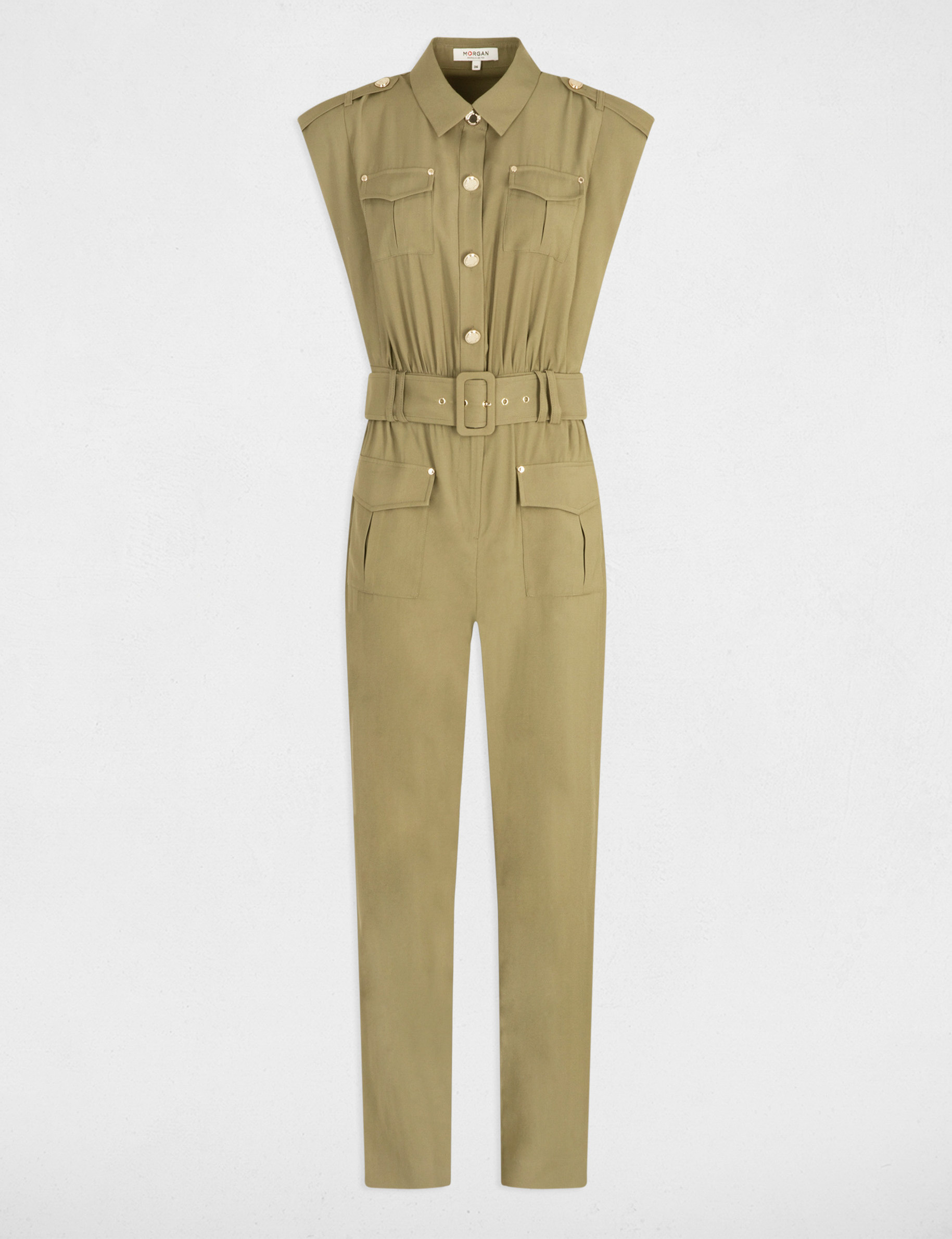 Fitted jumpsuit khaki green ladies'