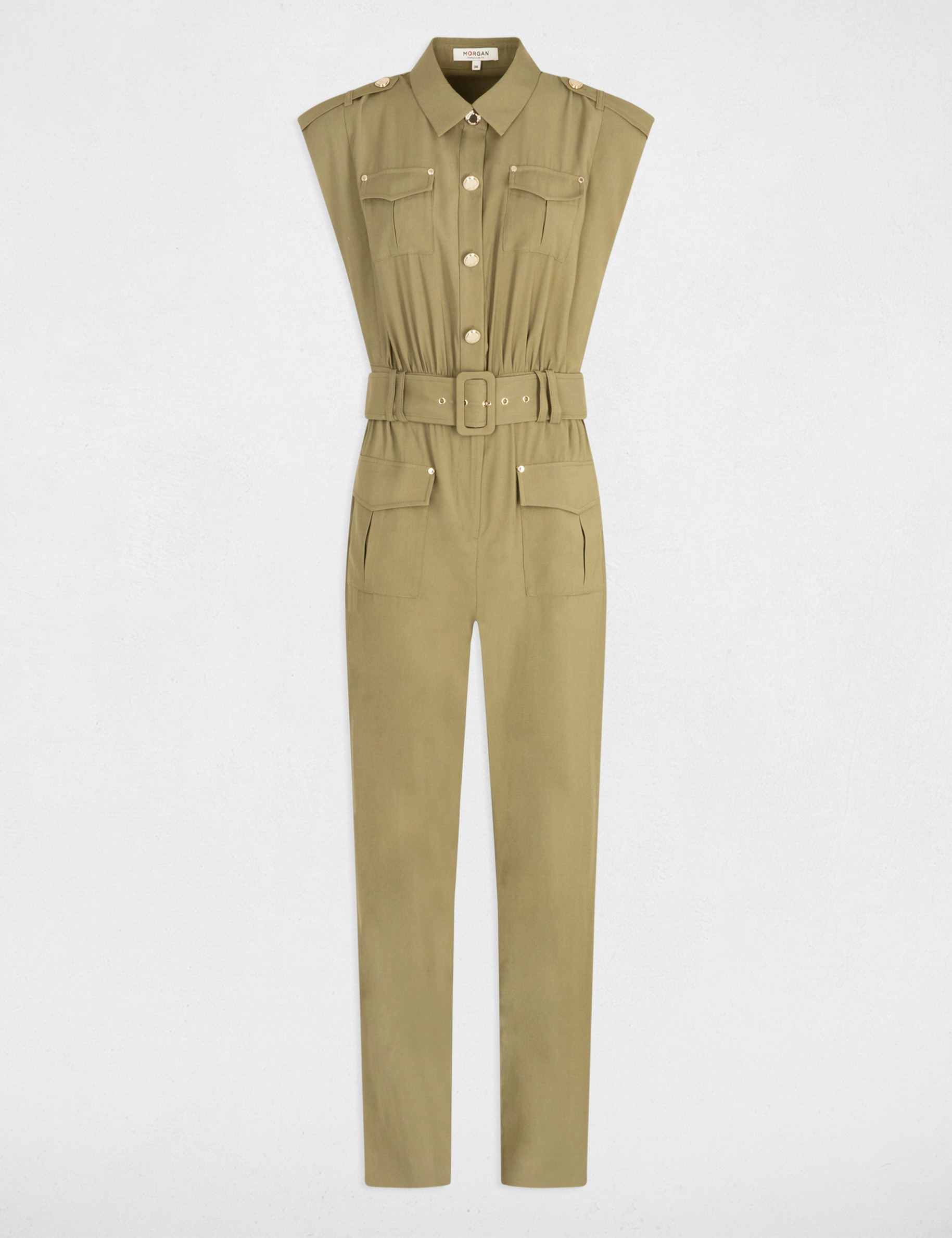 Fitted jumpsuit khaki green women