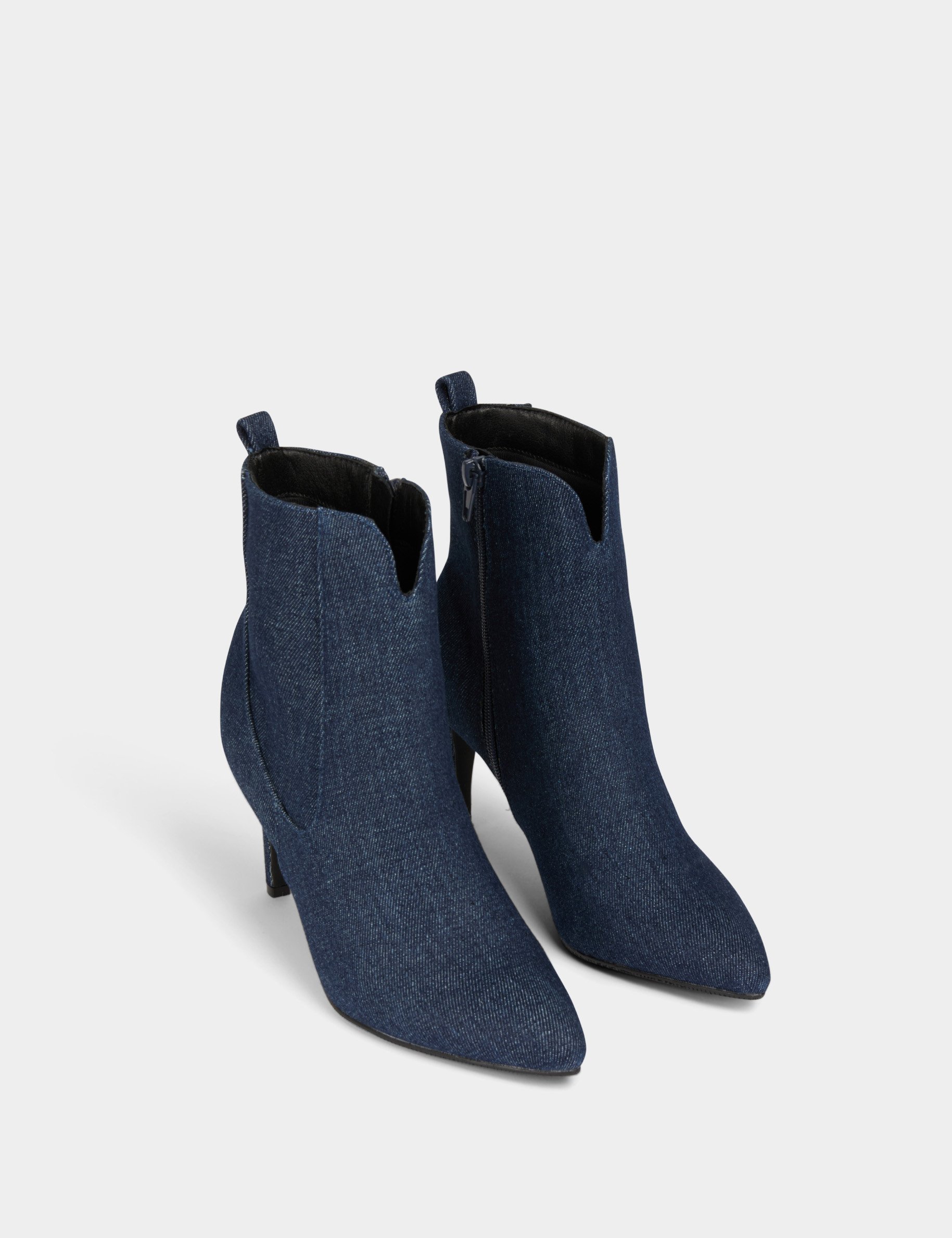 Denim boots with heels raw denim women