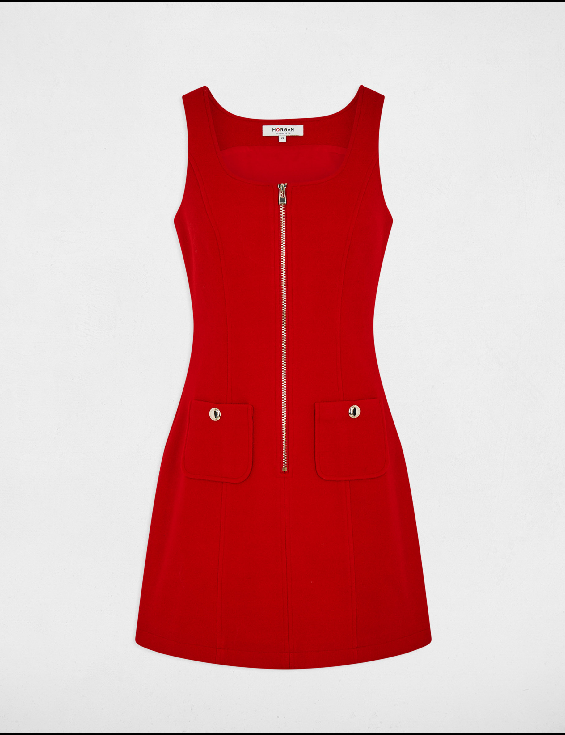 Mini zipped pinafore dress red women