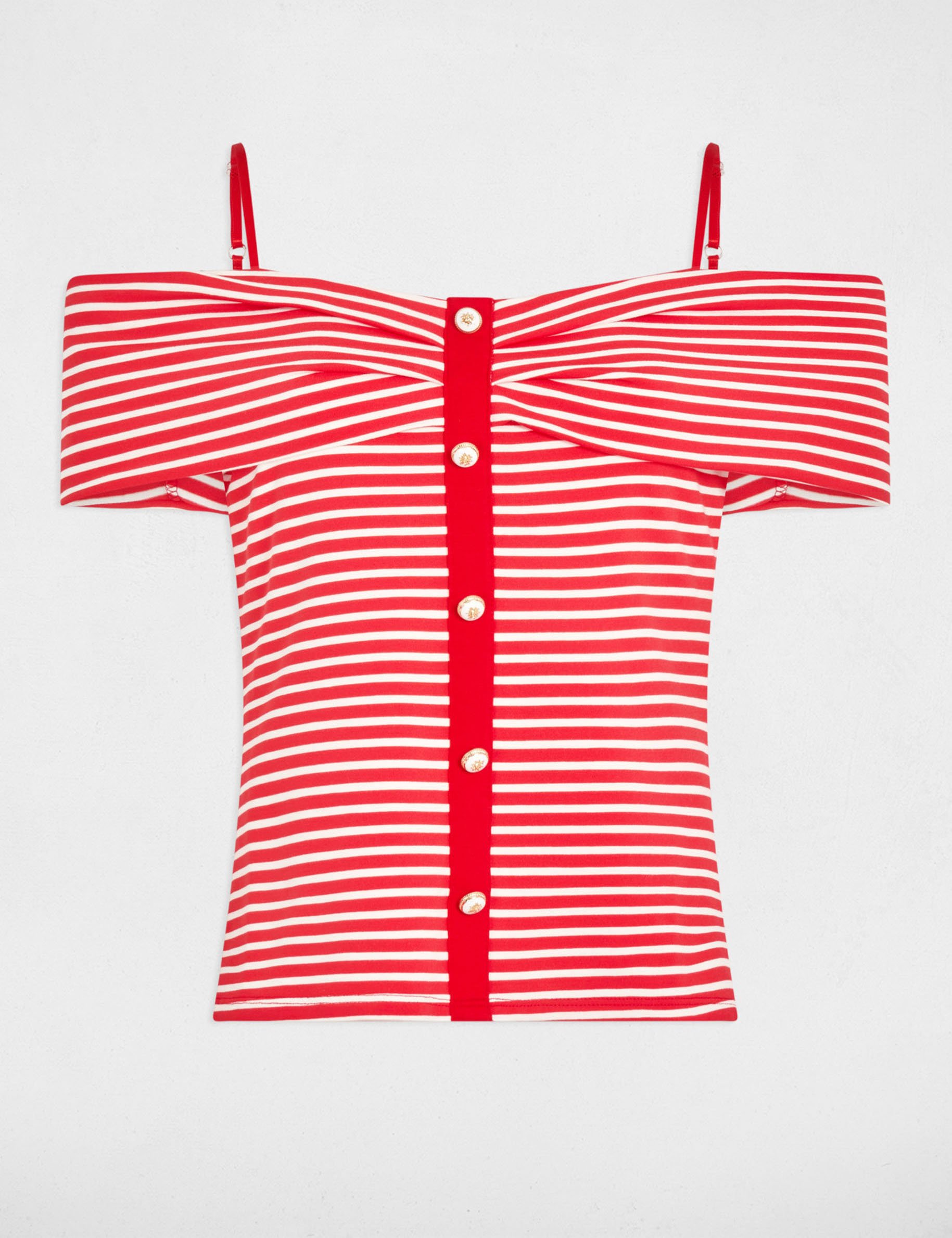 Striped short-sleeved t-shirt red women