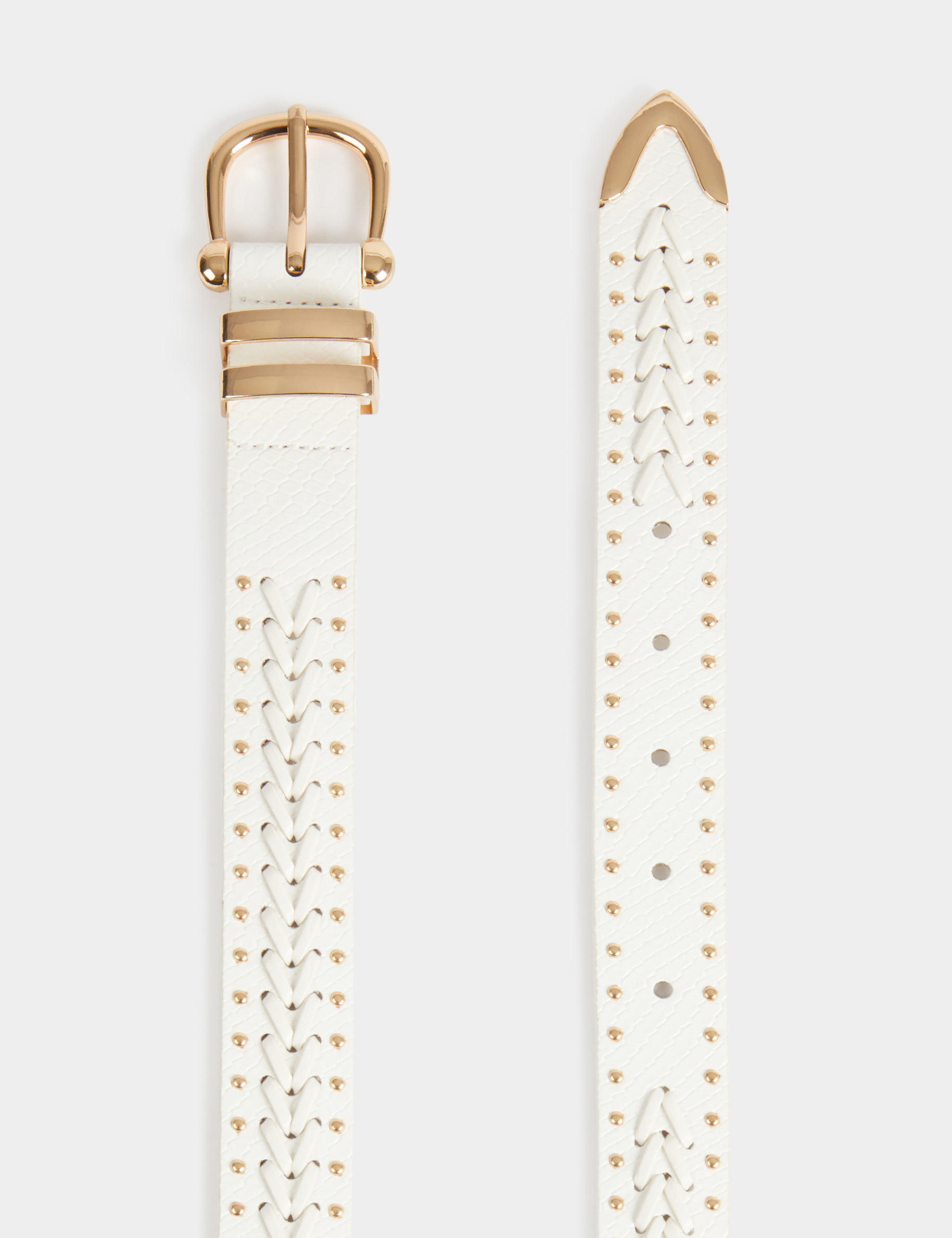 Belt croc effect and studs white women