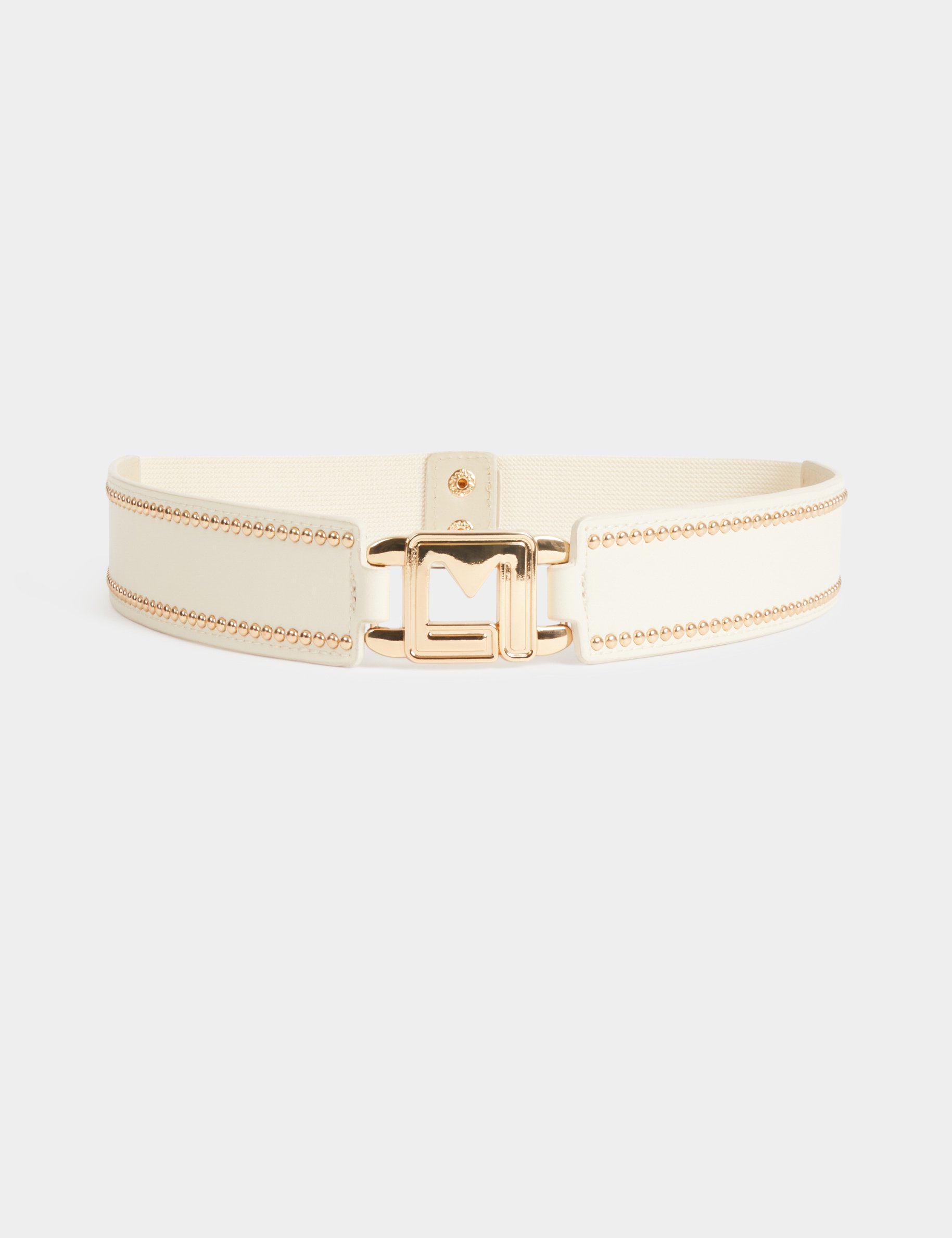 Elasticised belt with studs ivory women