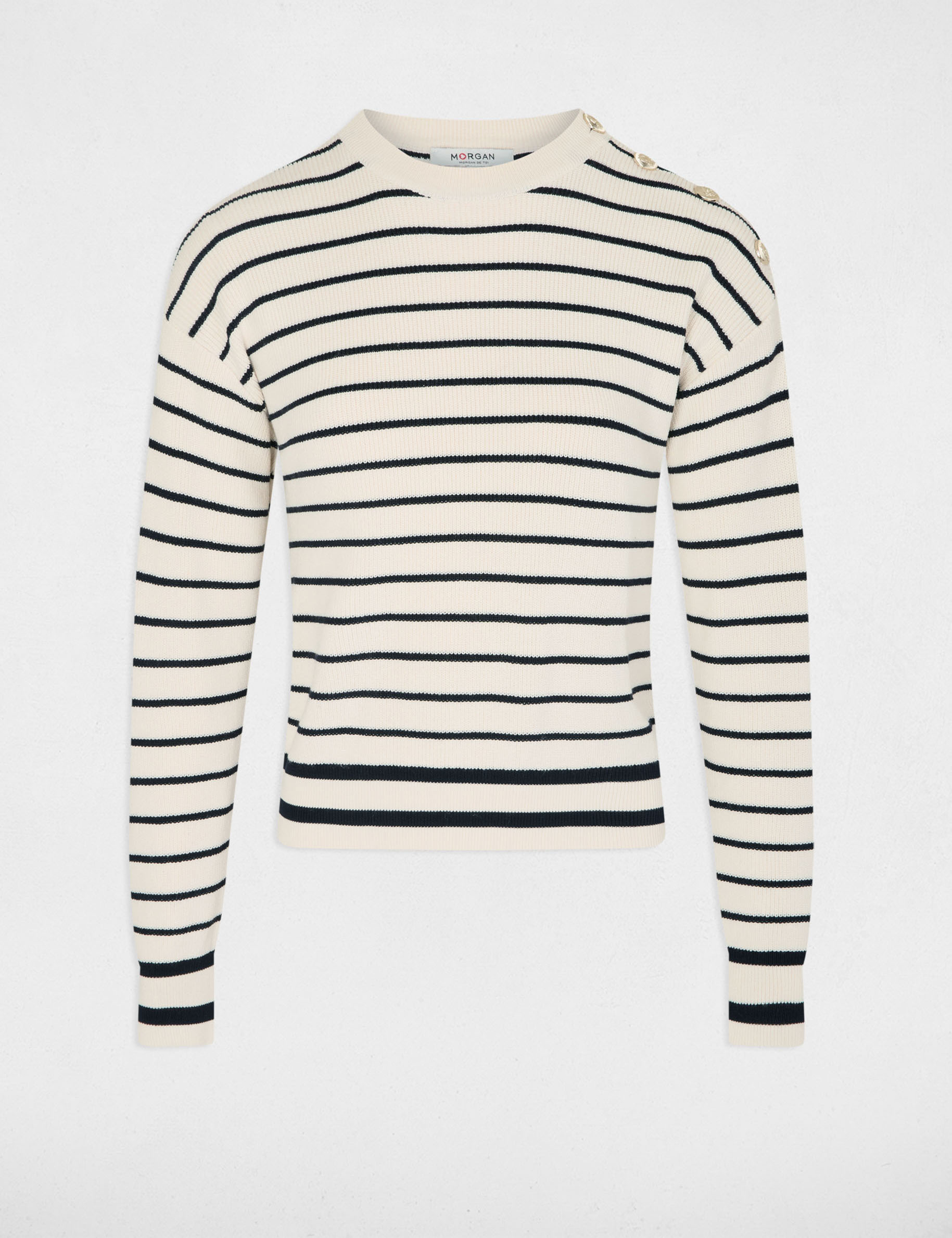 Long-sleeved striped jumper ivory women