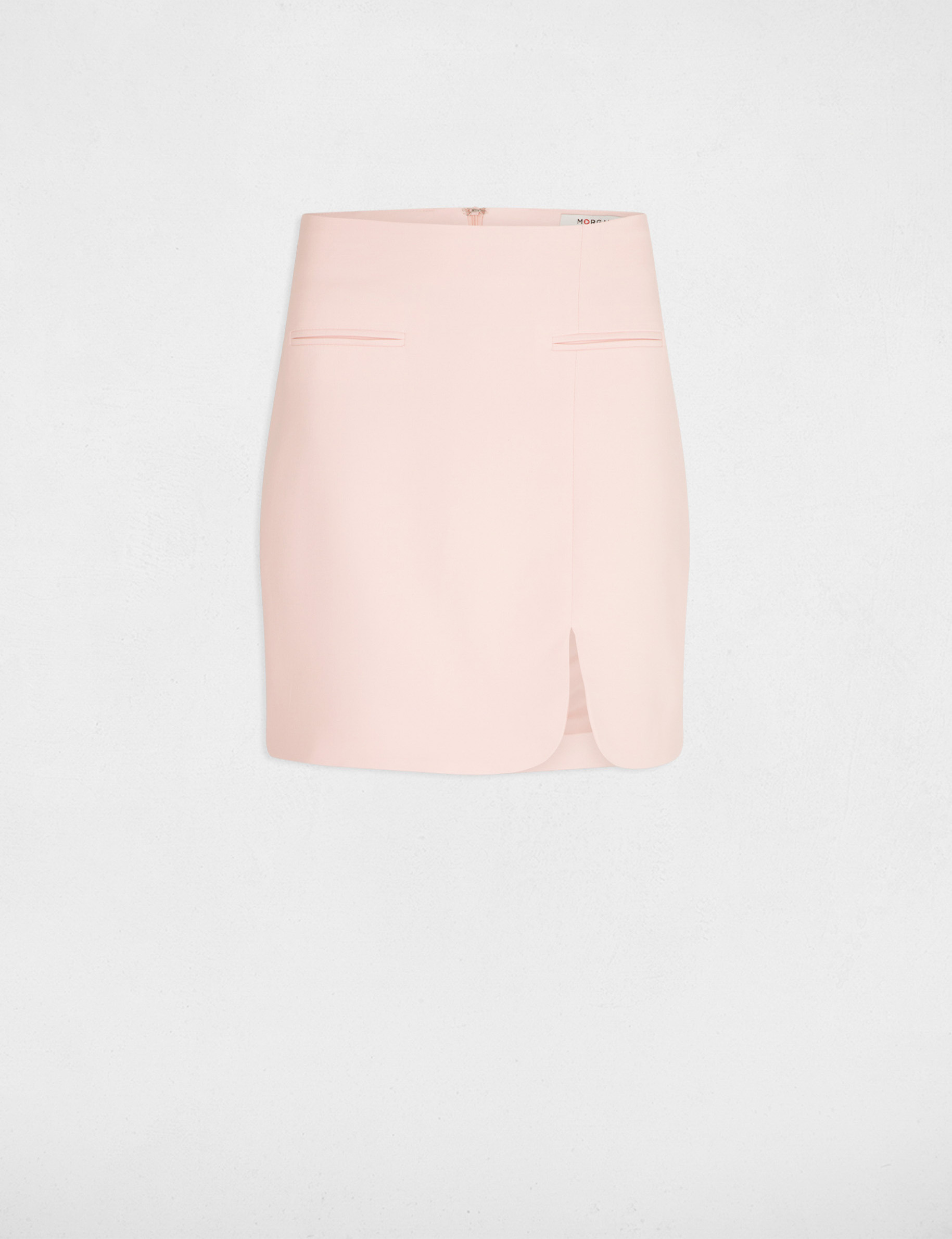 Jupe courte avec fente rose pale femme