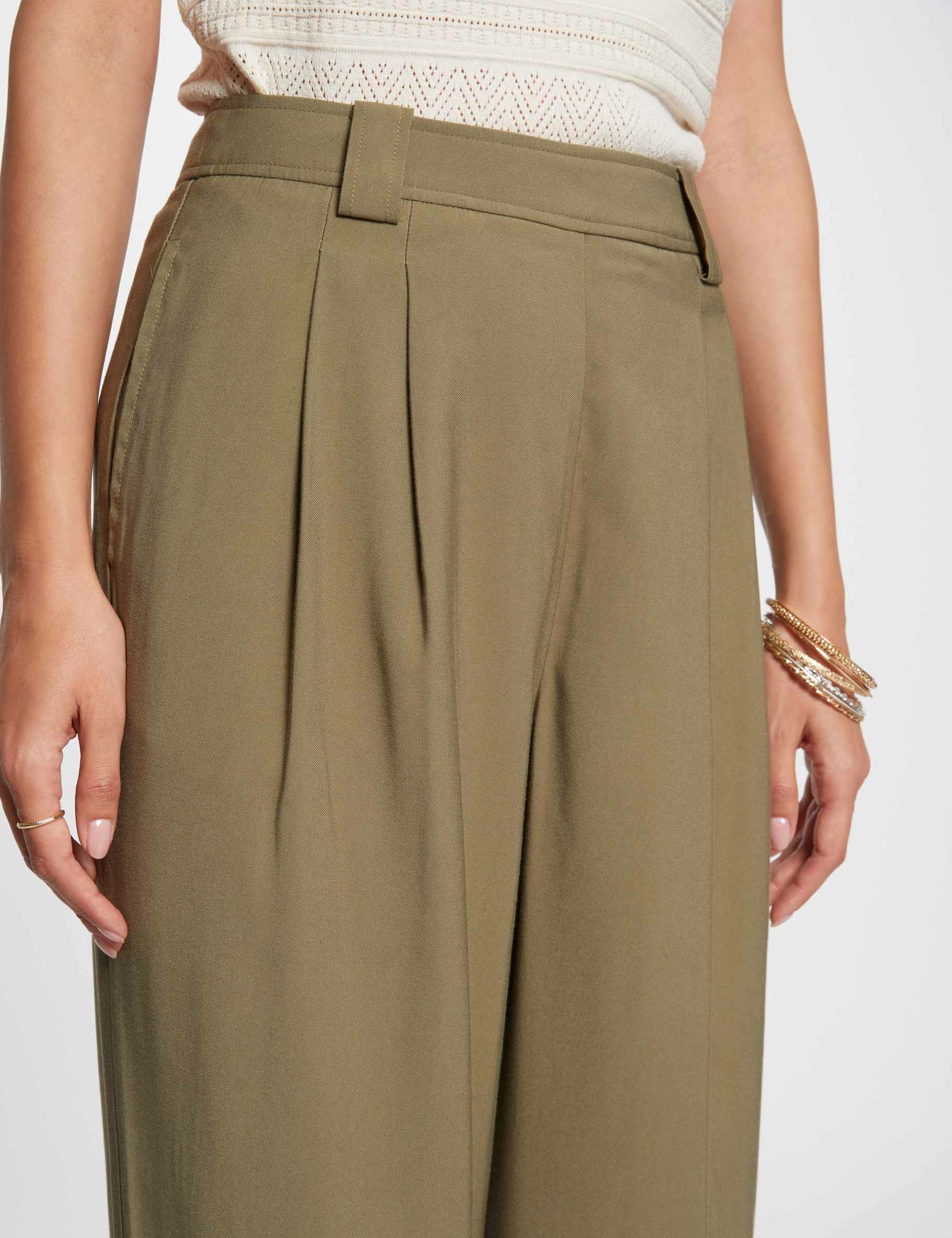 Loose wide leg trousers khaki green women