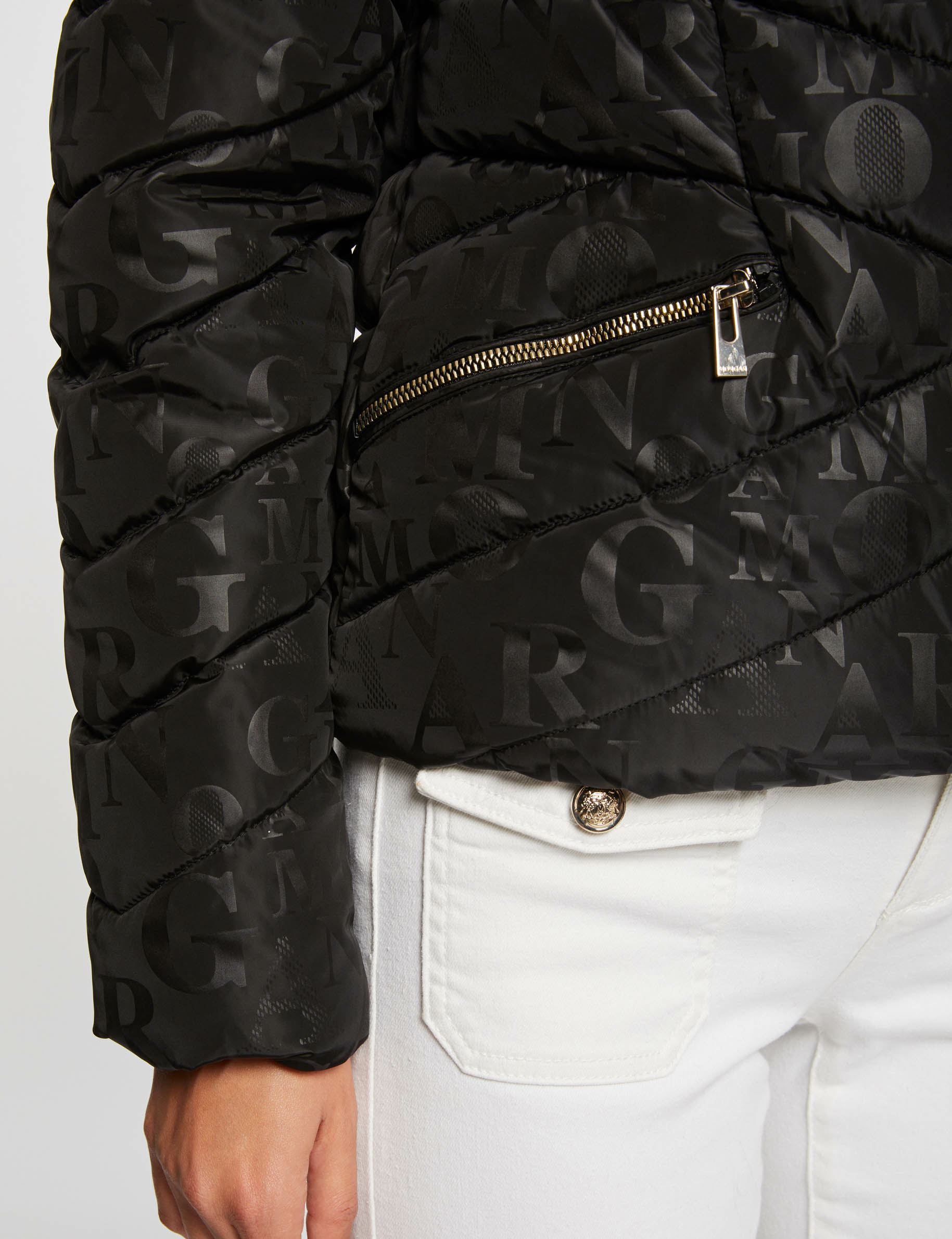 Padded jacket monogram print black women