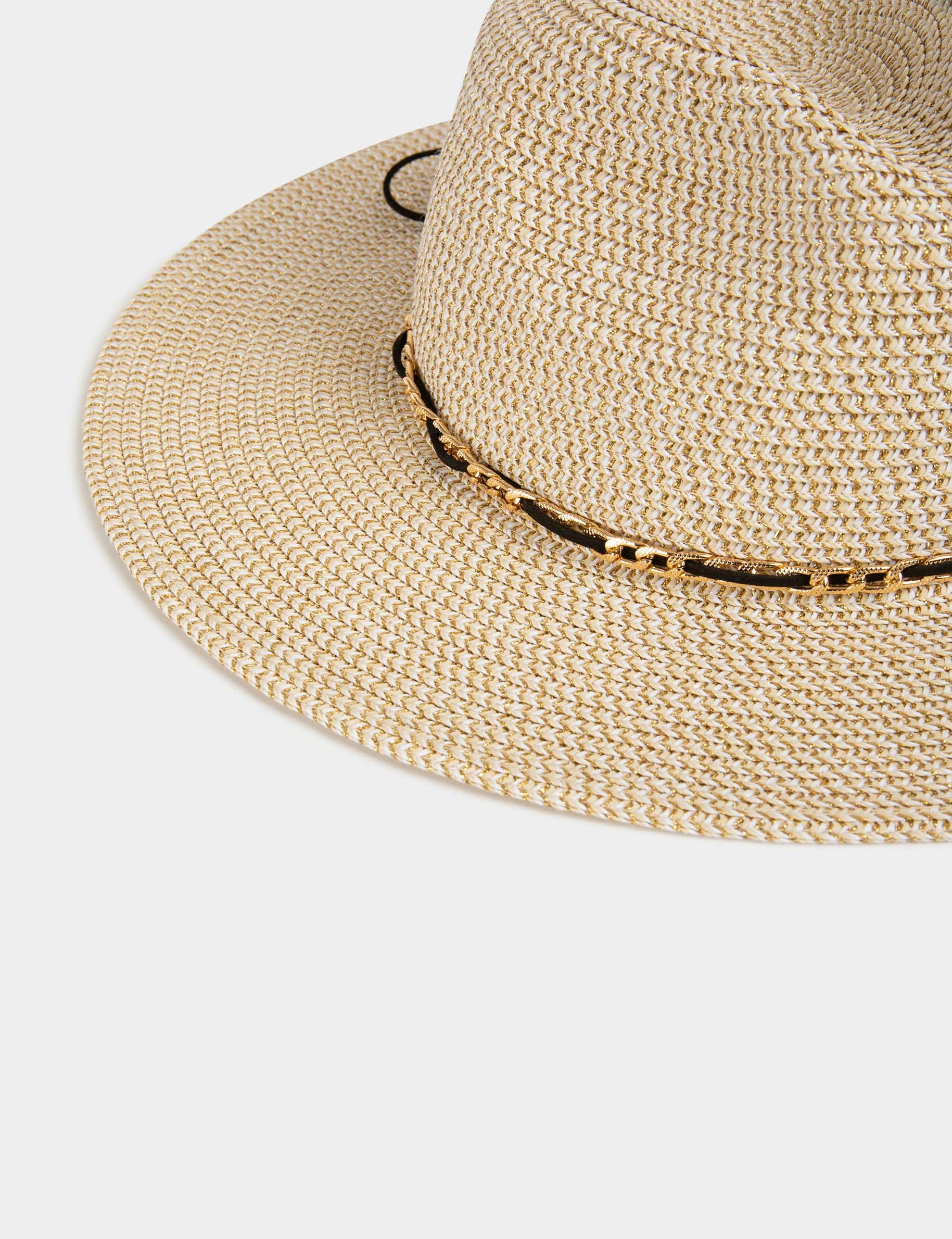 Braided hat chain detail beige ladies'