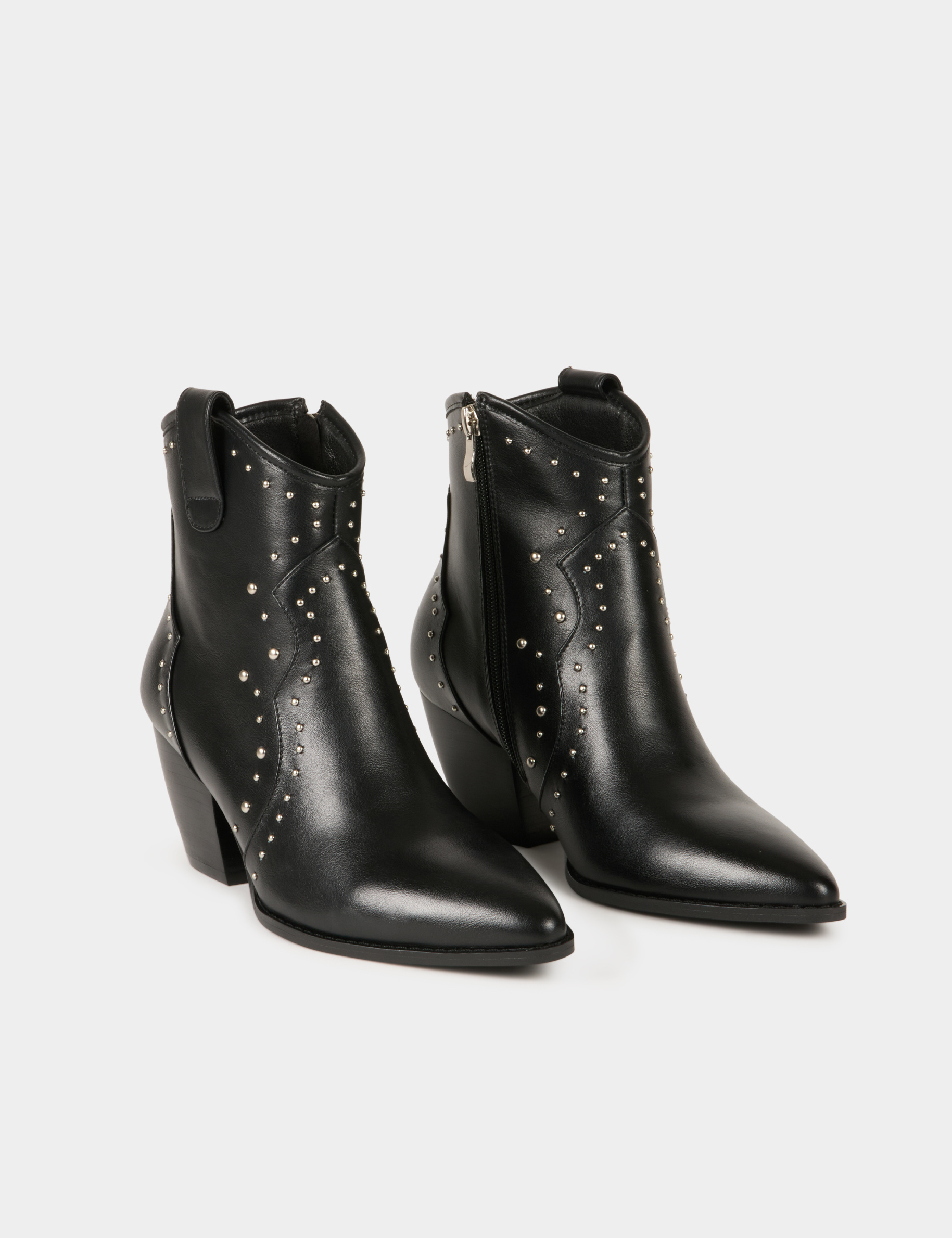 Bottines western avec clous noir femme