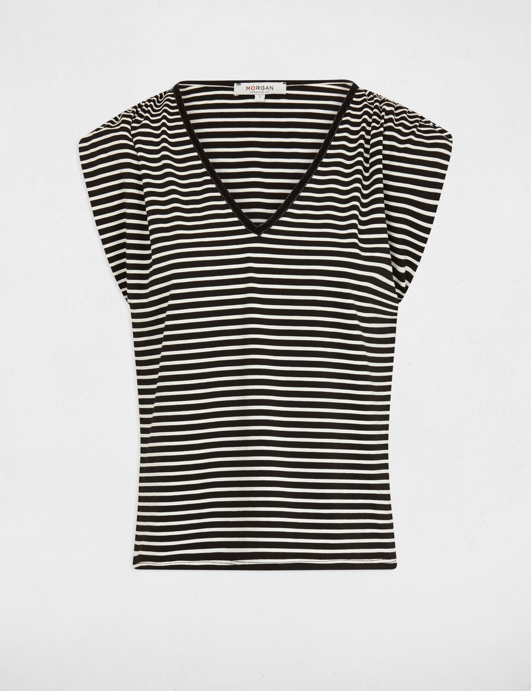 Striped short-sleeved t-shirt black women