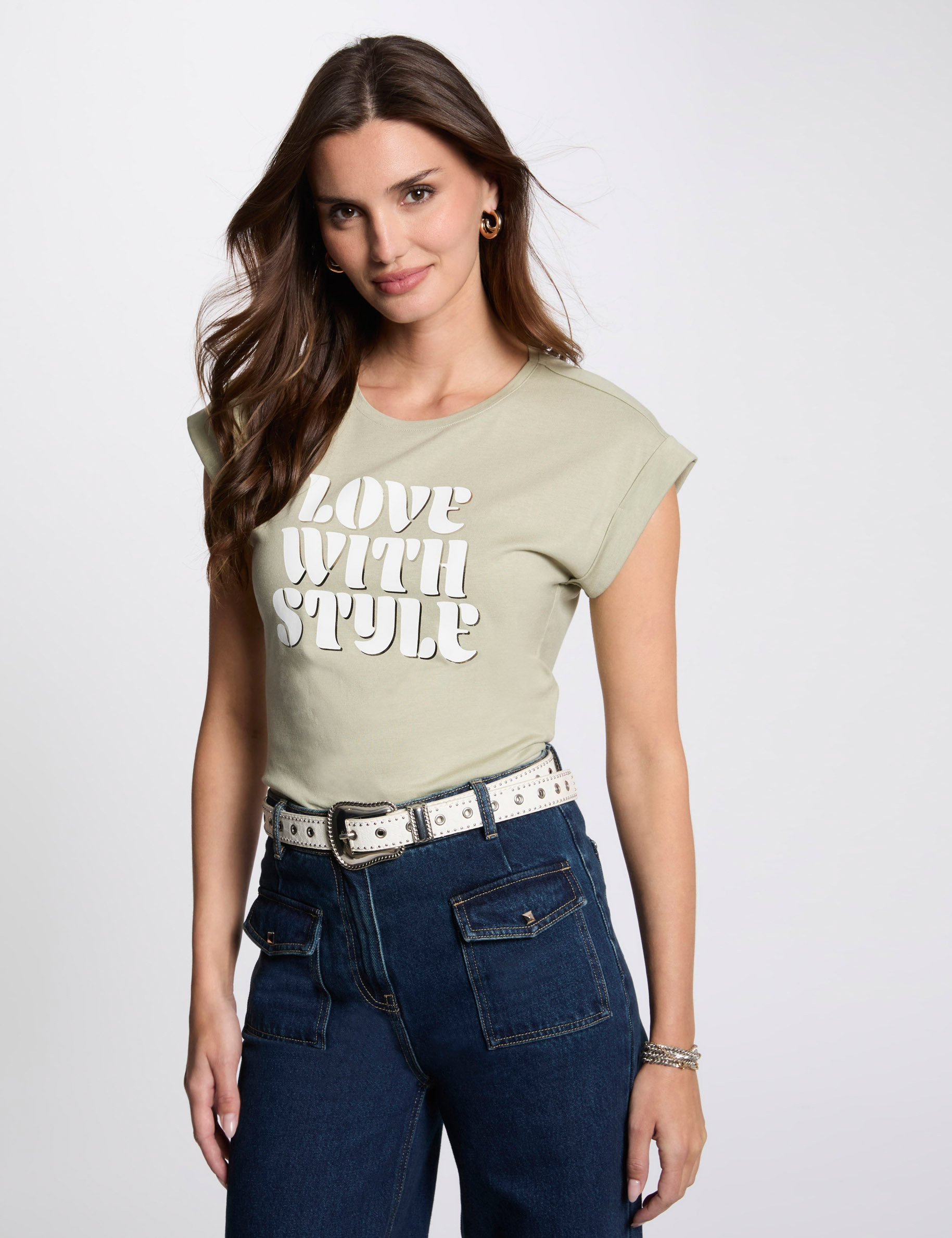 T-shirt with message light green women