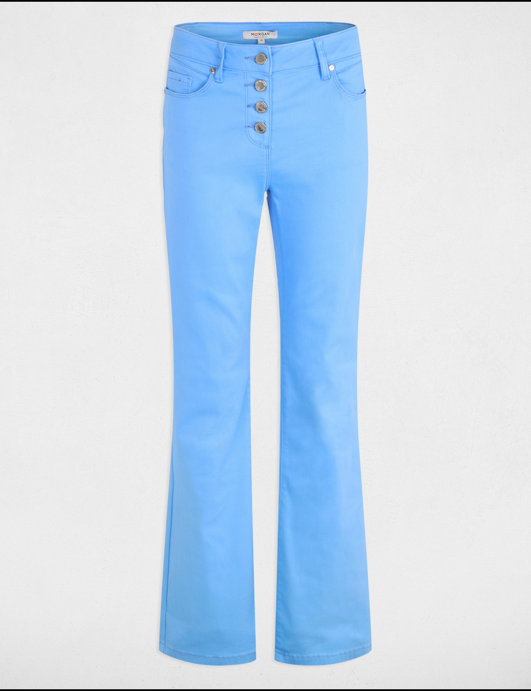 Buttoned bootcut trousers blue women