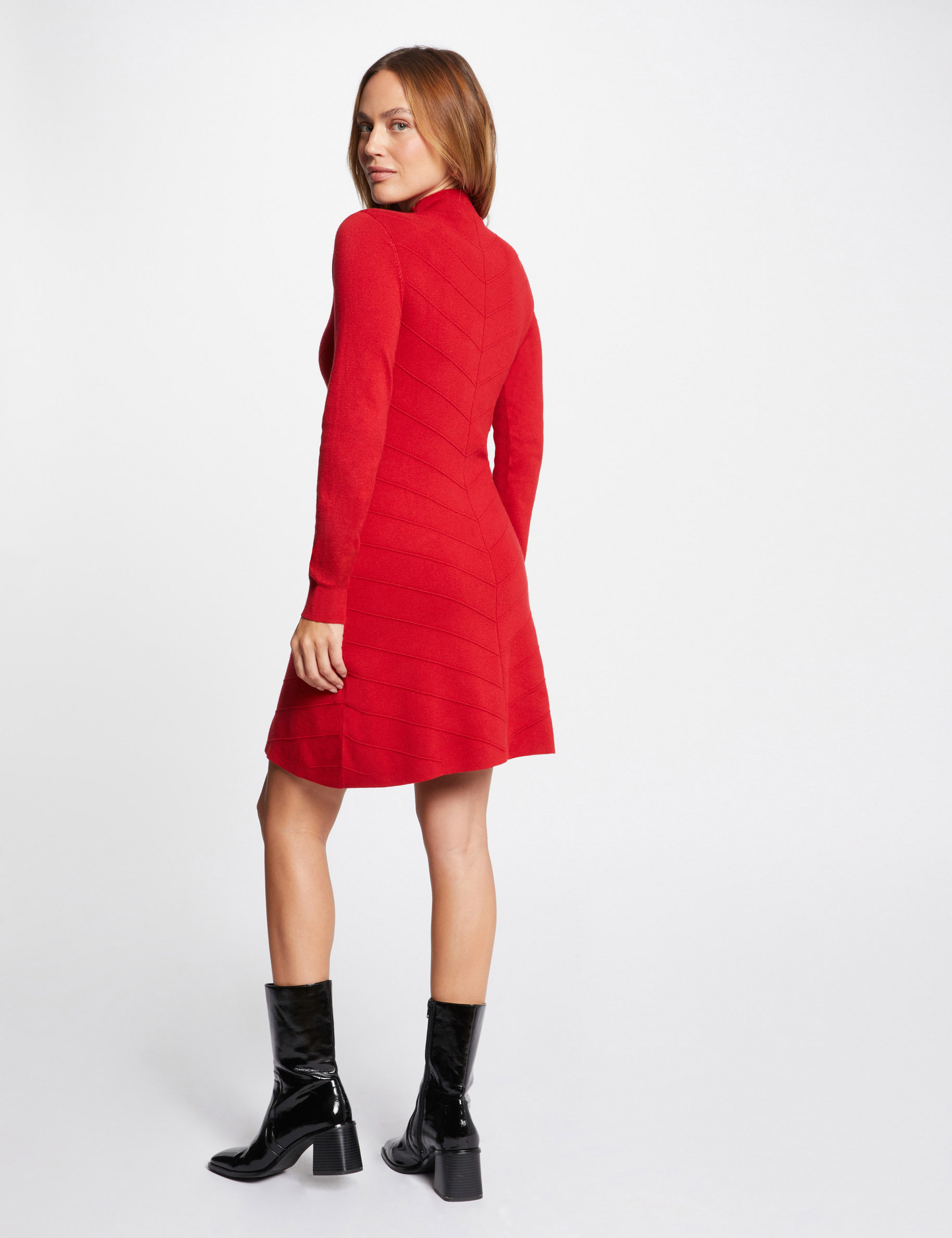 Fitted mini knitted dress red women