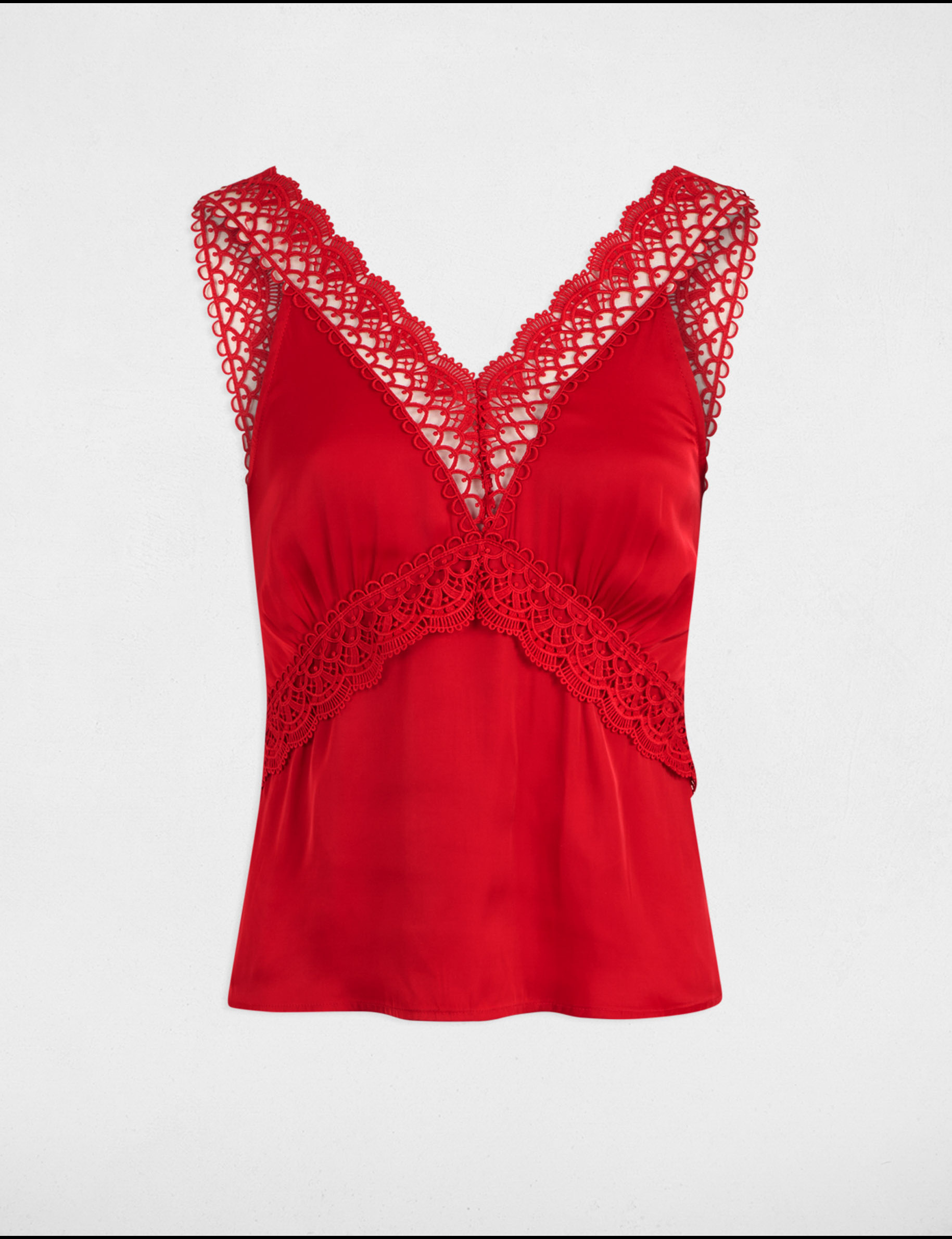 Lace top wide straps medium red women