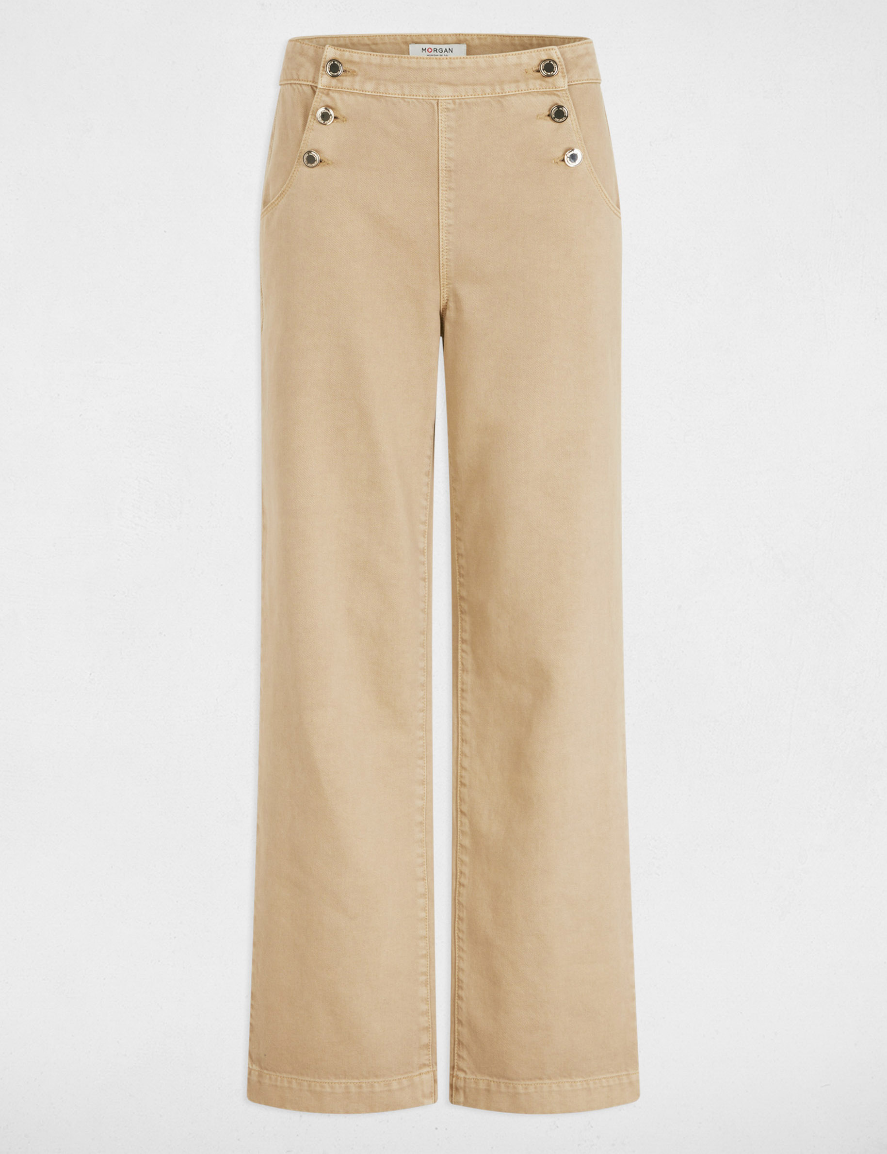 Wide leg trousers with buttons light brown women